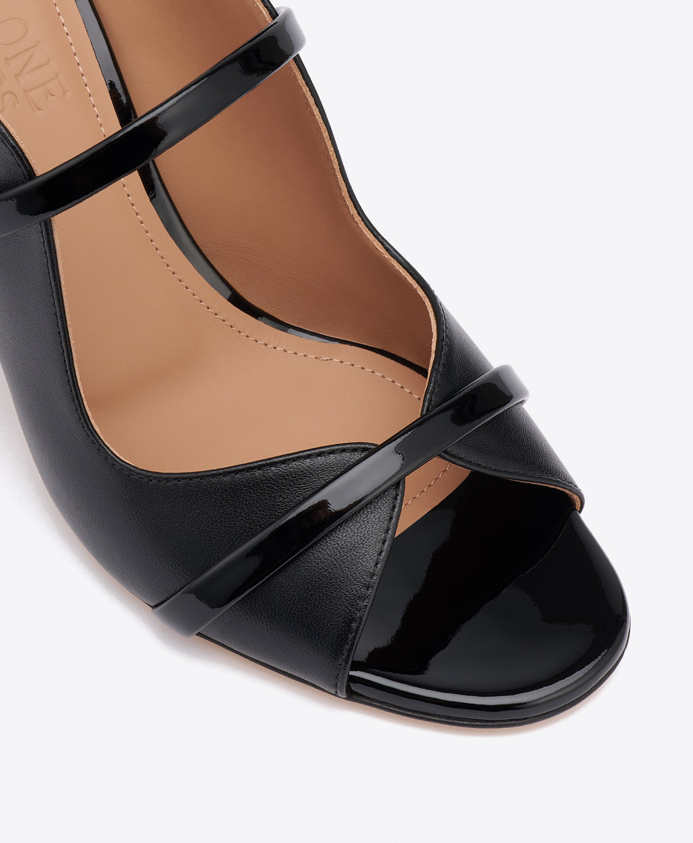 Norah 70 Black Leather Block Heel Sandals Malone Souliers