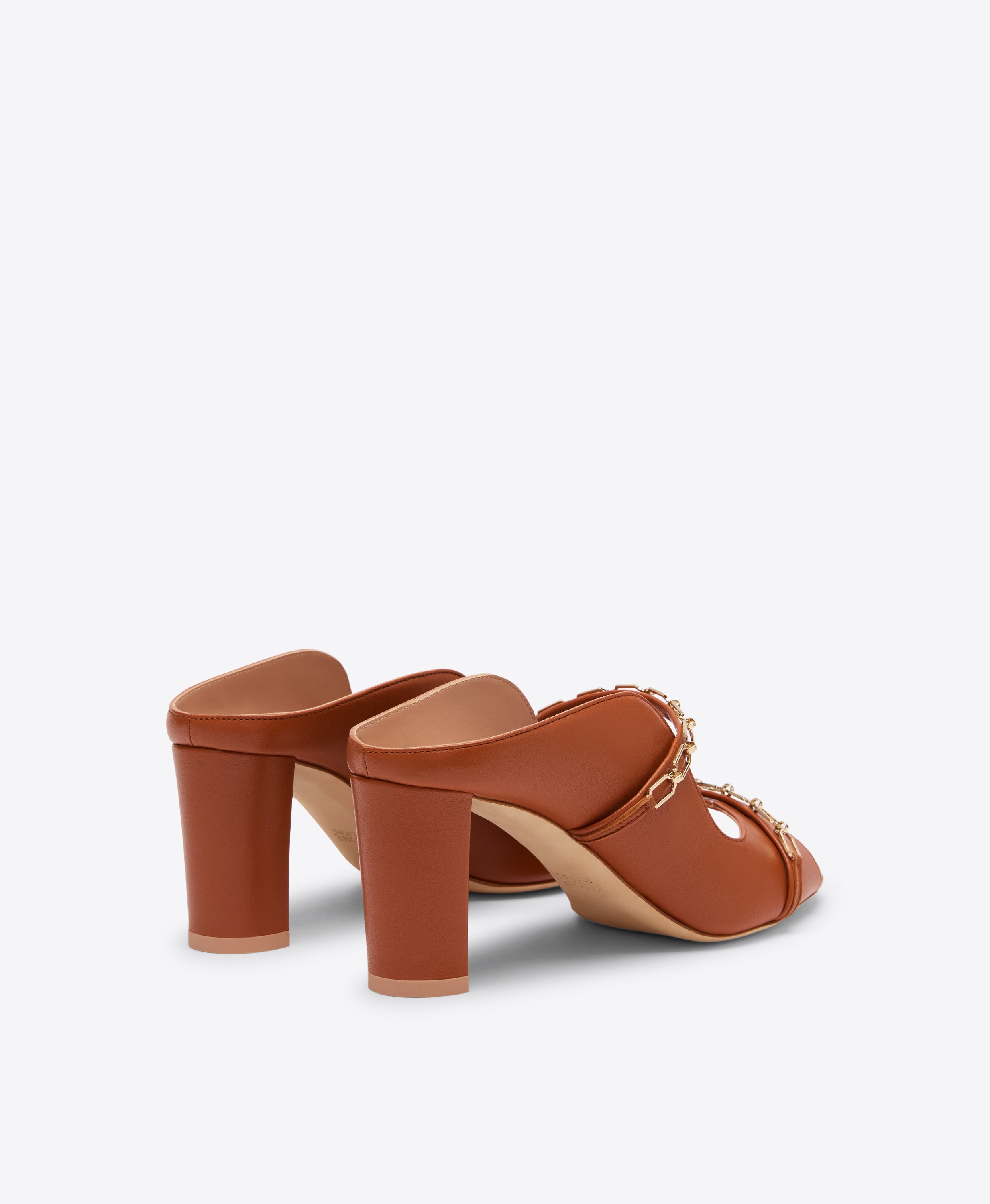 Norah 70 Tan Leather Sandals with Gold Chain | Malone Souliers