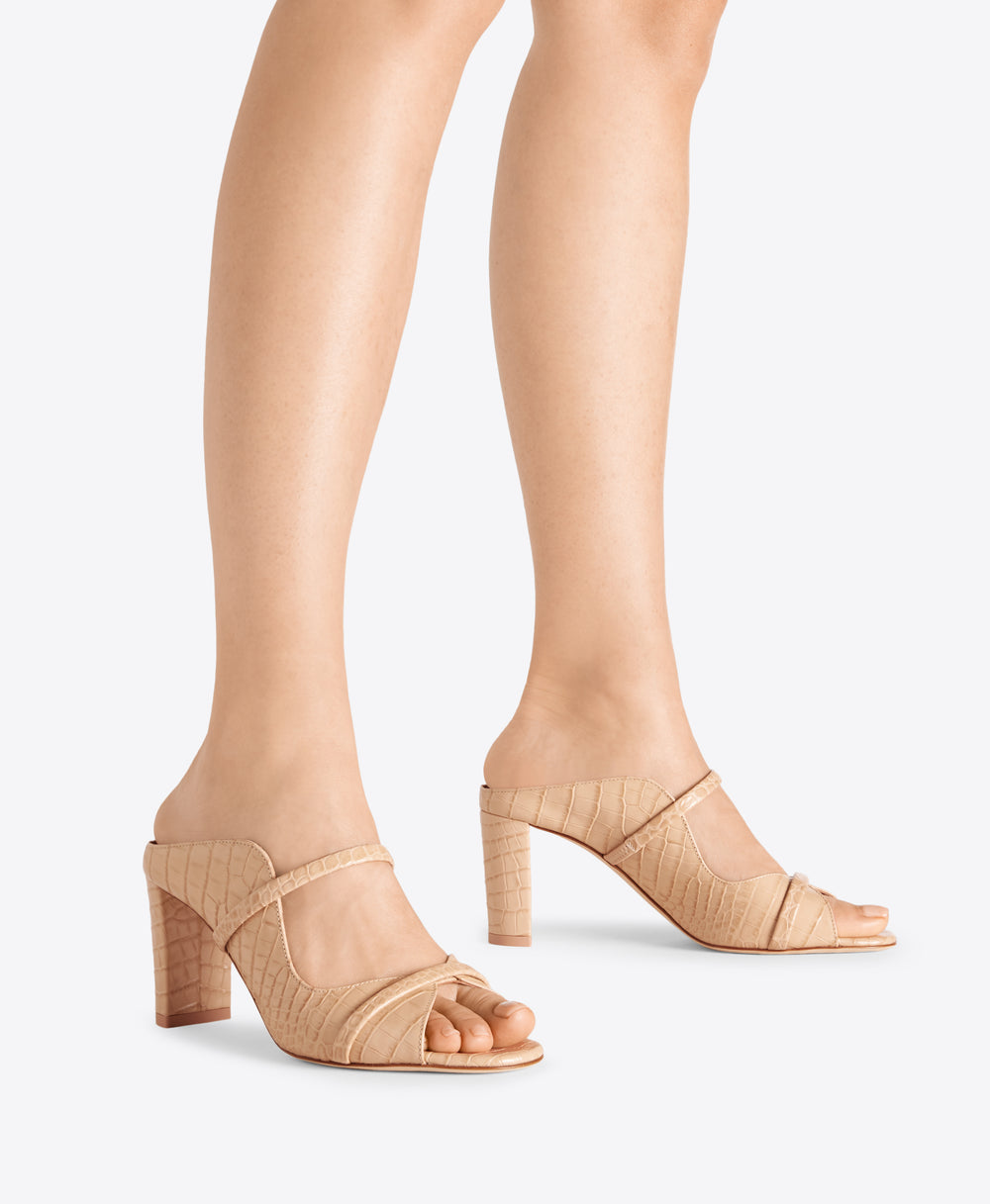 Norah 70 Buff Embossed Leather Sandals  Malone Souliers