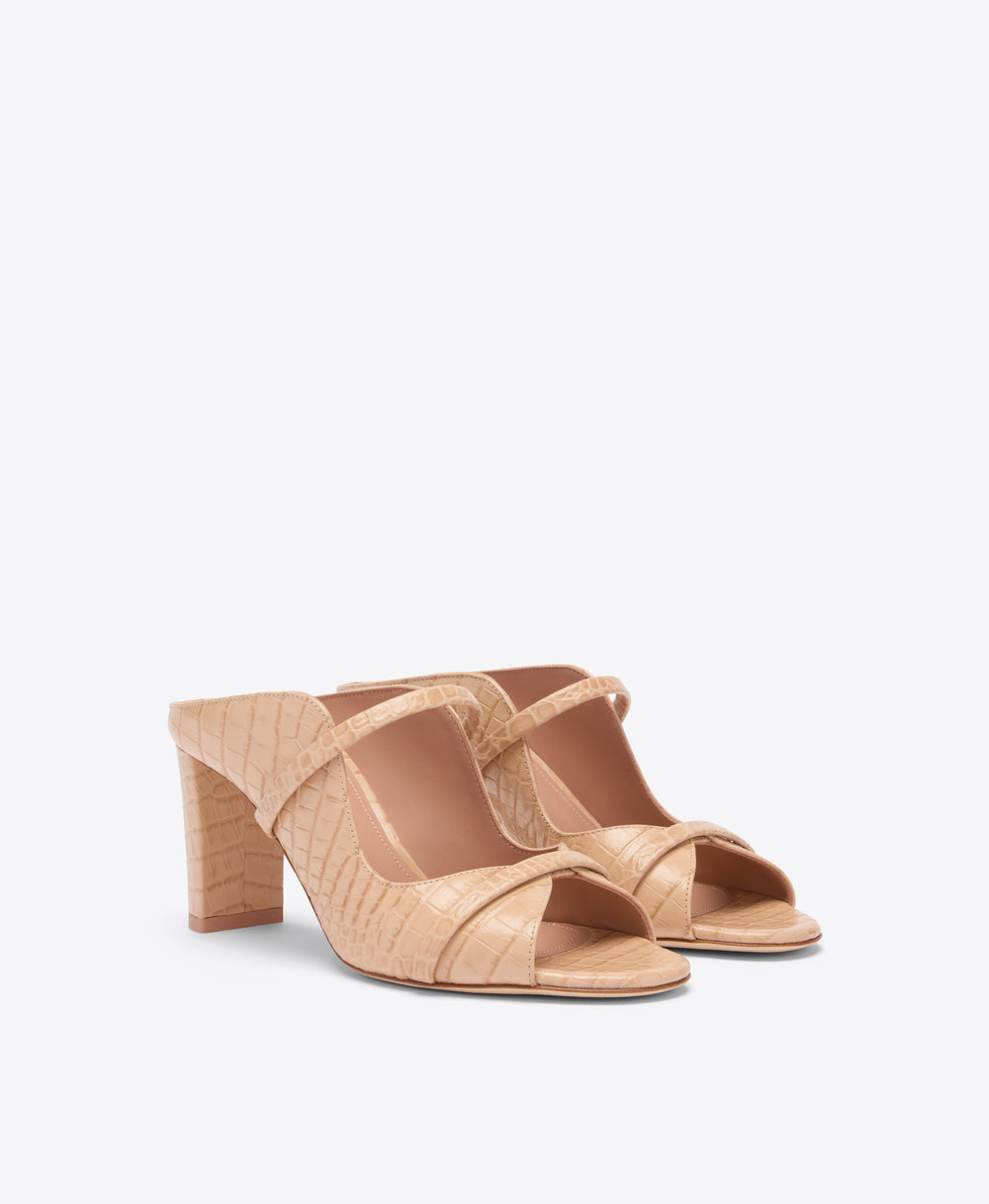 Norah 70 Buff Embossed Leather Sandals  Malone Souliers