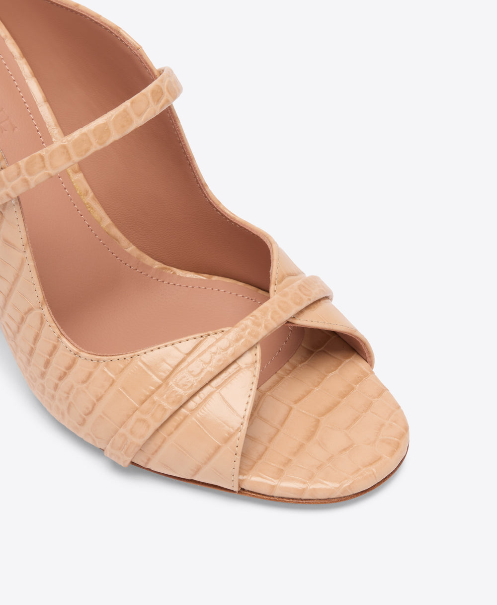 Norah 70 Buff Embossed Leather Sandals  Malone Souliers