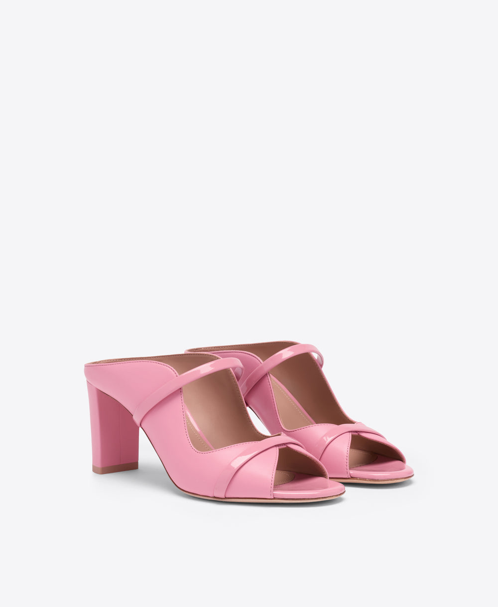Norah 70 Pink Leather Heeled Sandals Malone Souliers