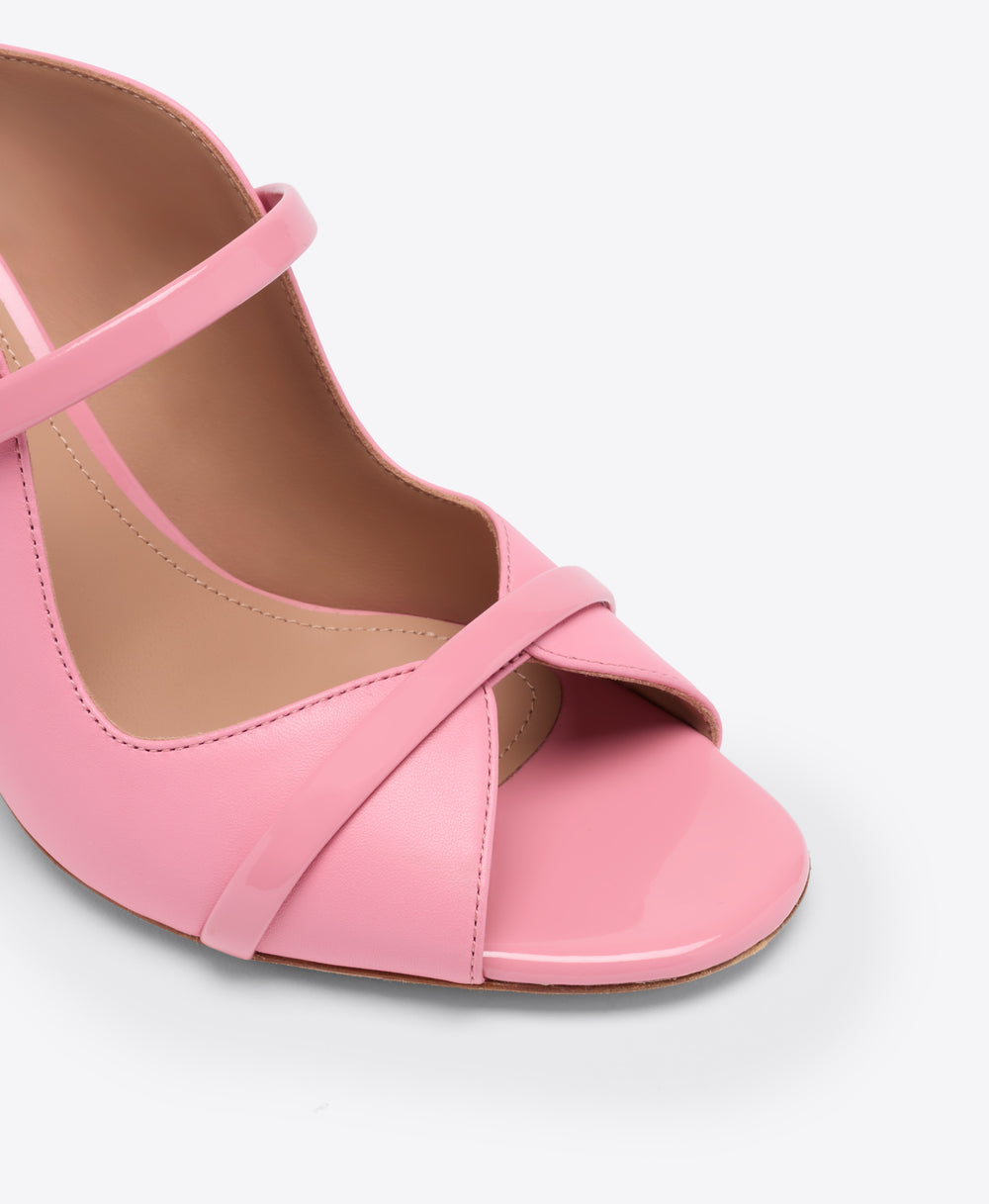 Norah 70 Pink Leather Heeled Sandals Malone Souliers