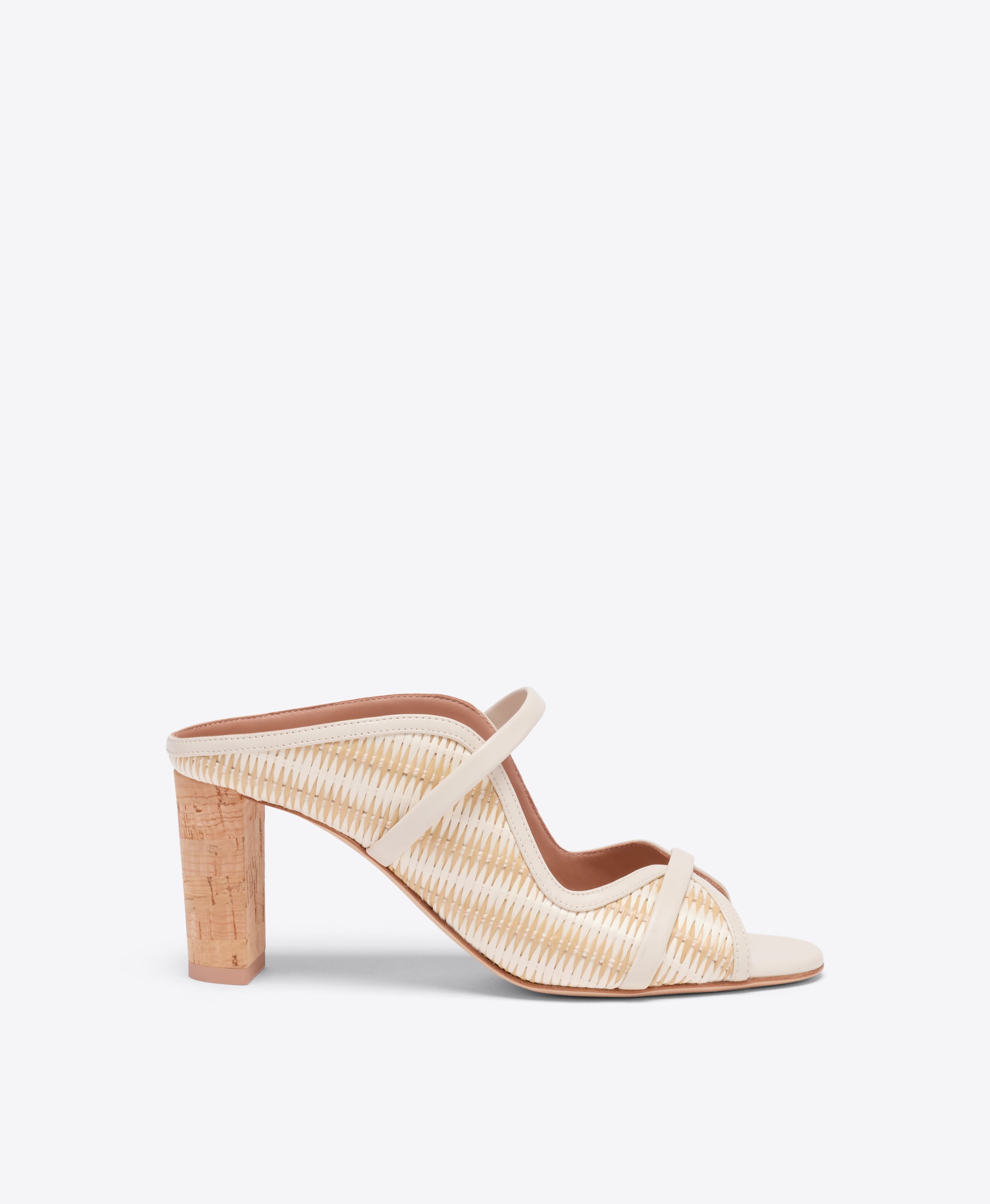 Norah 70 White Raffia Heeled Sandals | Malone Souliers