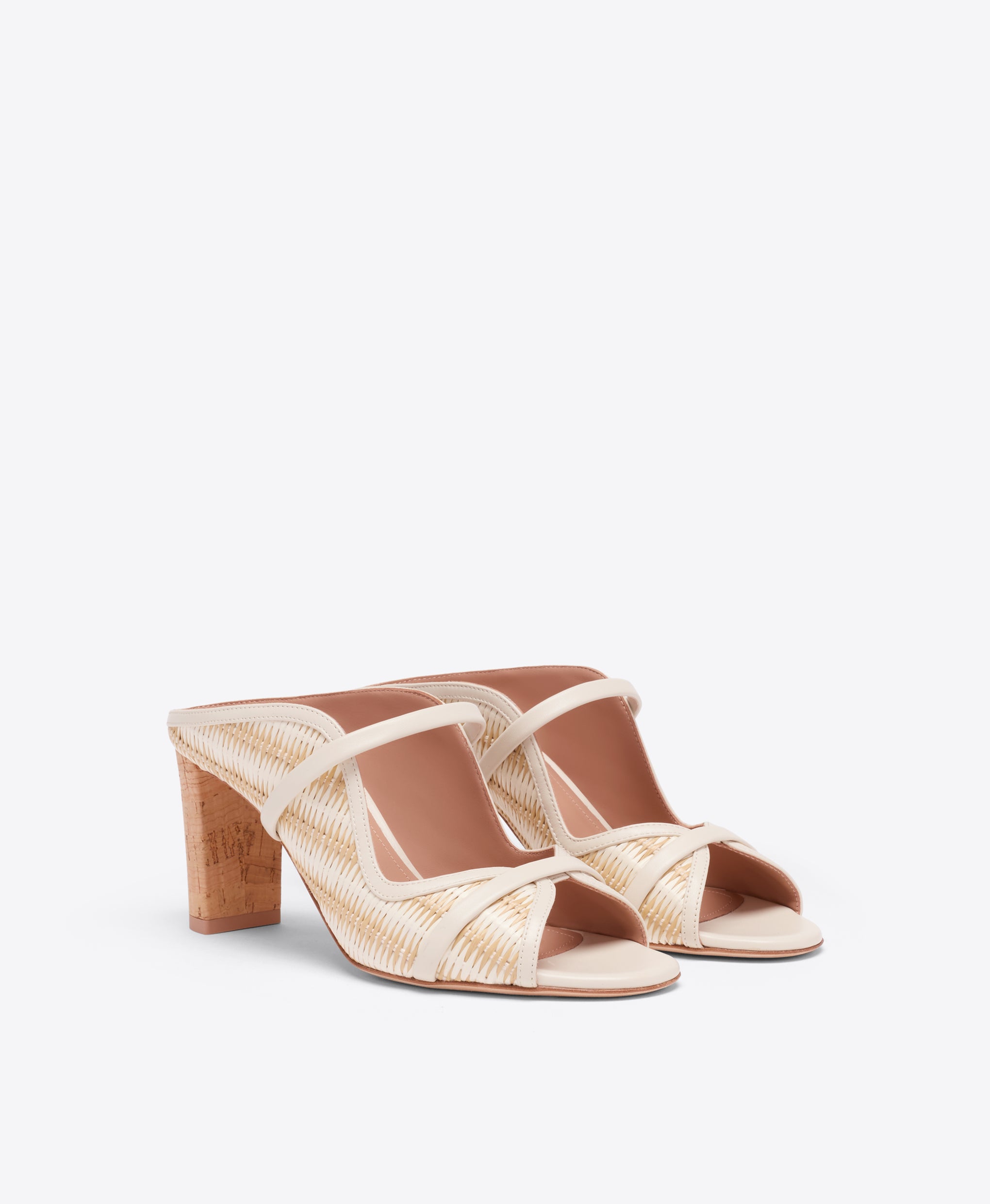 Norah 70 White Raffia Heeled Sandals Malone Souliers