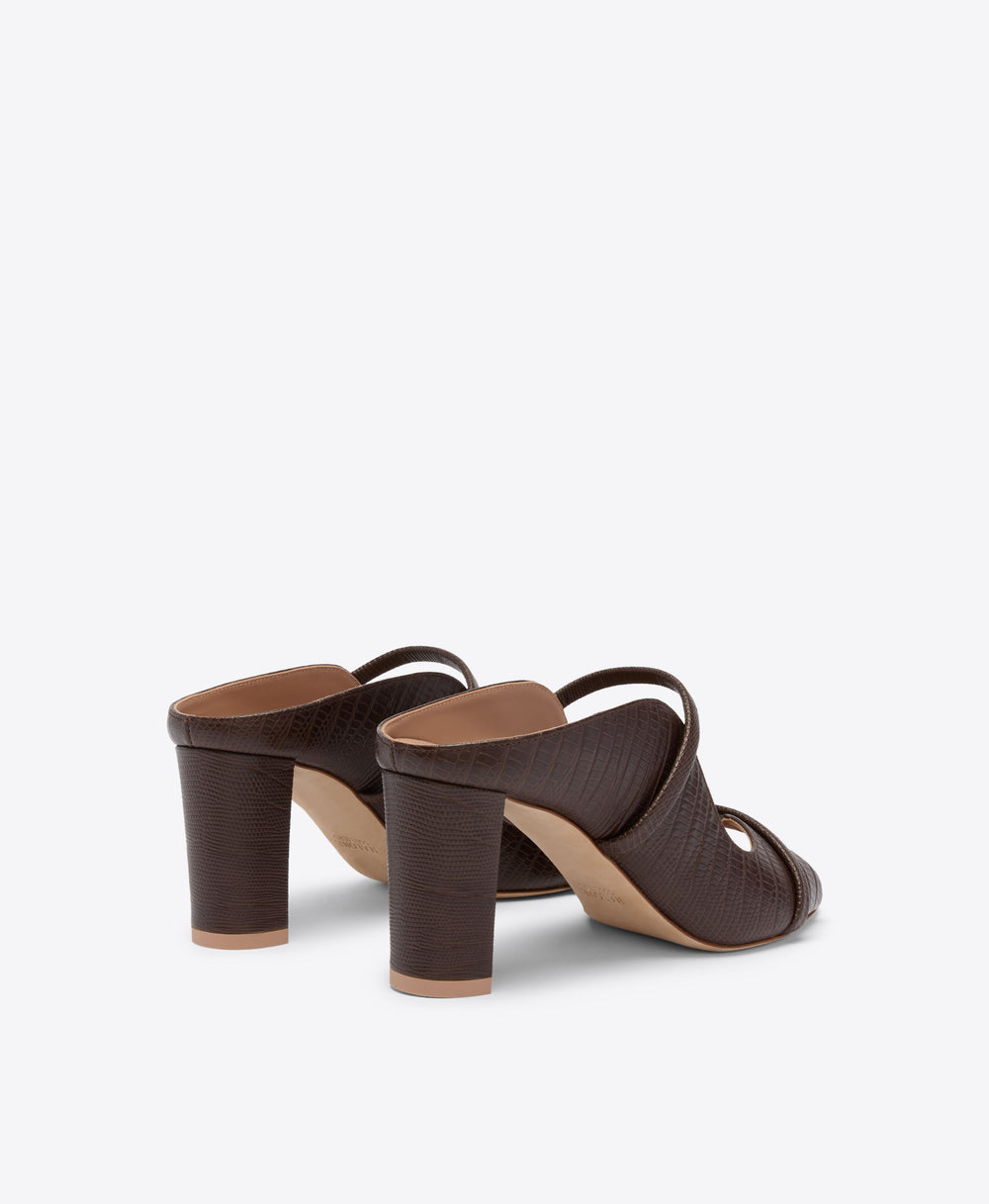 Norah 70 Dark Brown Embossed Leather Sandals  Malone Souliers