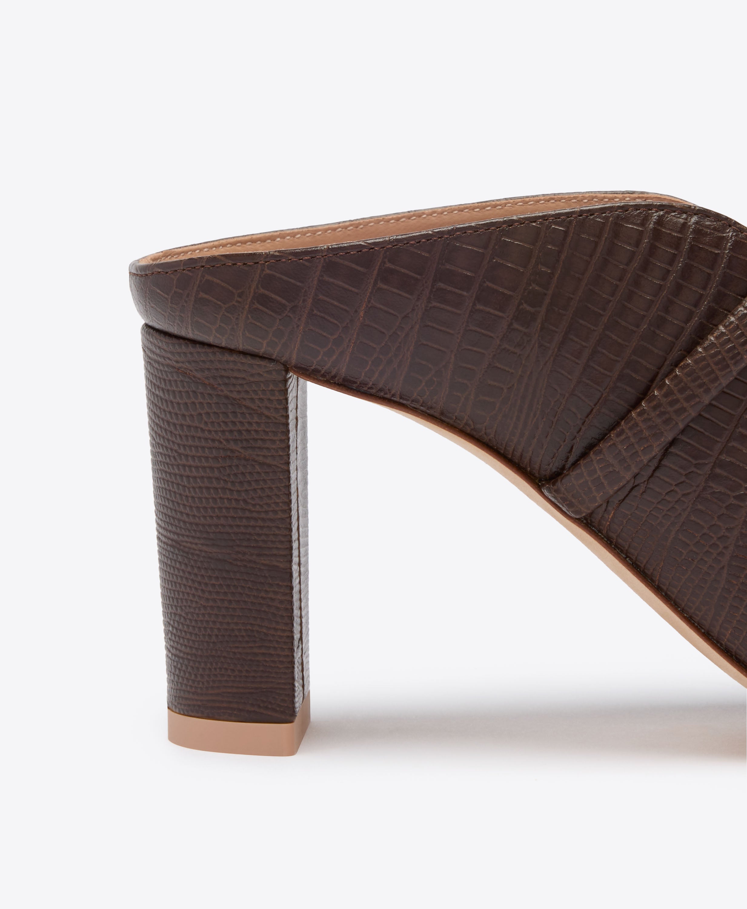 Norah 70 Dark Brown Embossed Leather Sandals | Malone Souliers