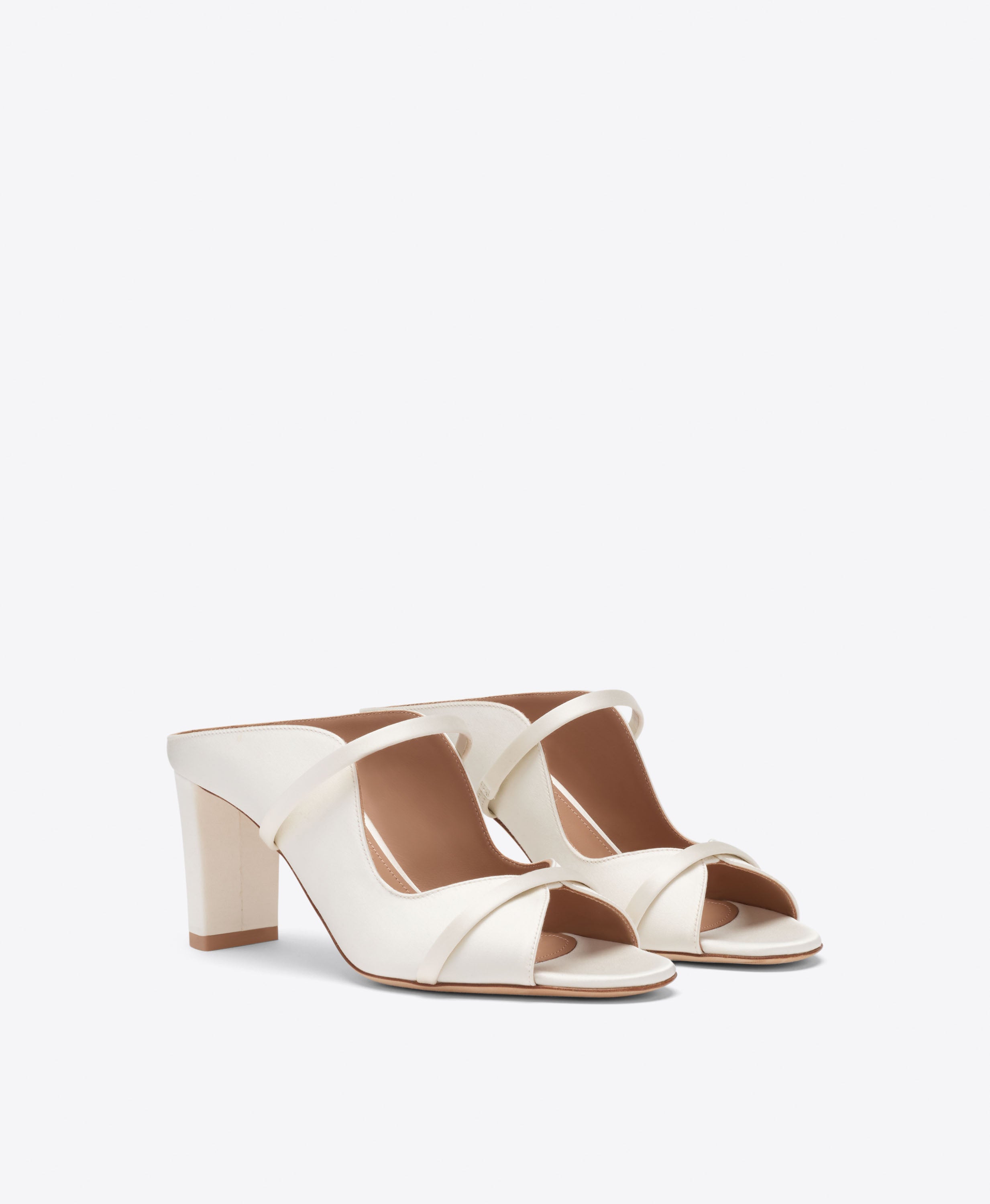 Malone Souliers|Norah 70 White Satin Heeled Sandals