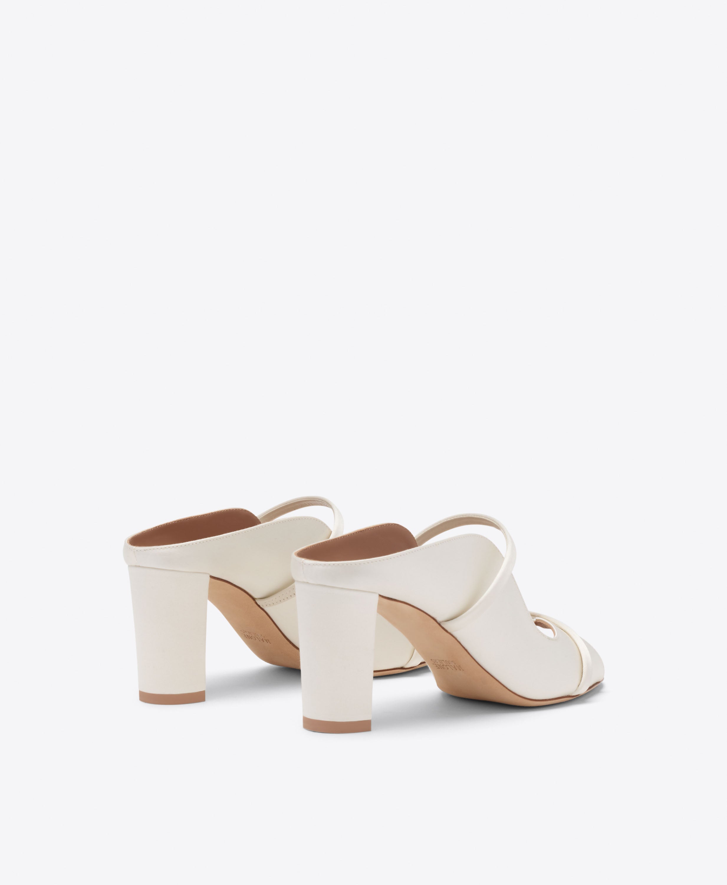 靴 Her lip to Cross Strap Mules 37 white Norah 70 White Satin Heeled Sandals | Malone Souliers
