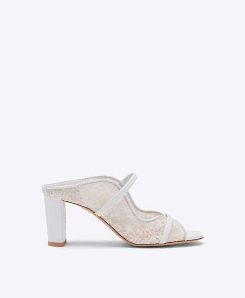【希少】Y2K グランジ 多重ベルト レザーシューズ モード アーカイブ 白 Malone Souliers|Norah 70 White Lace Heeled Sandals