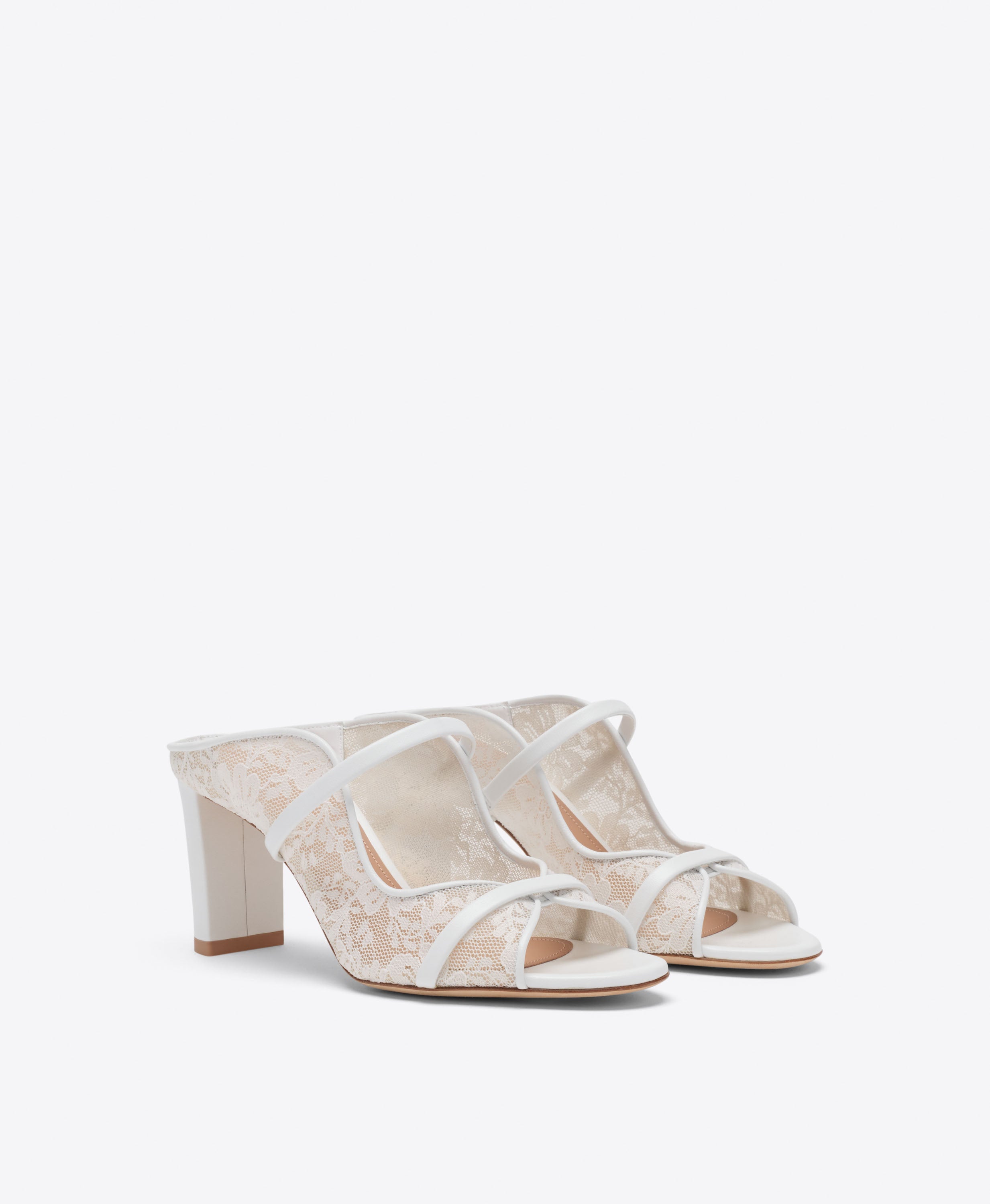 シムシメール　希少　White panther No.2 Malone Souliers|Norah 70 White Lace Heeled Sandals