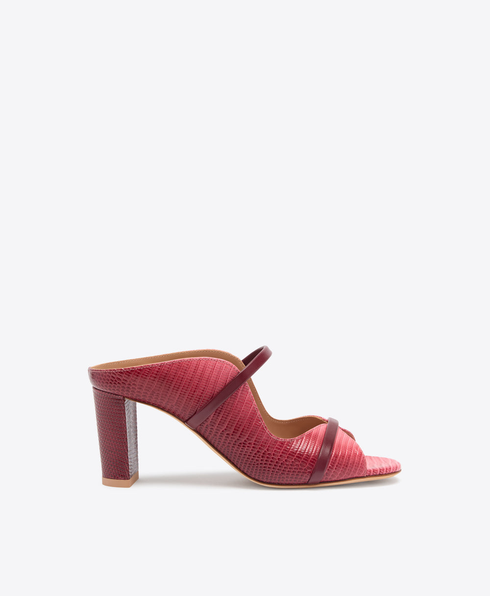 Norah 70 Rosewood Gradient Embossed Leather Block Heel Sandals Malone Souliers