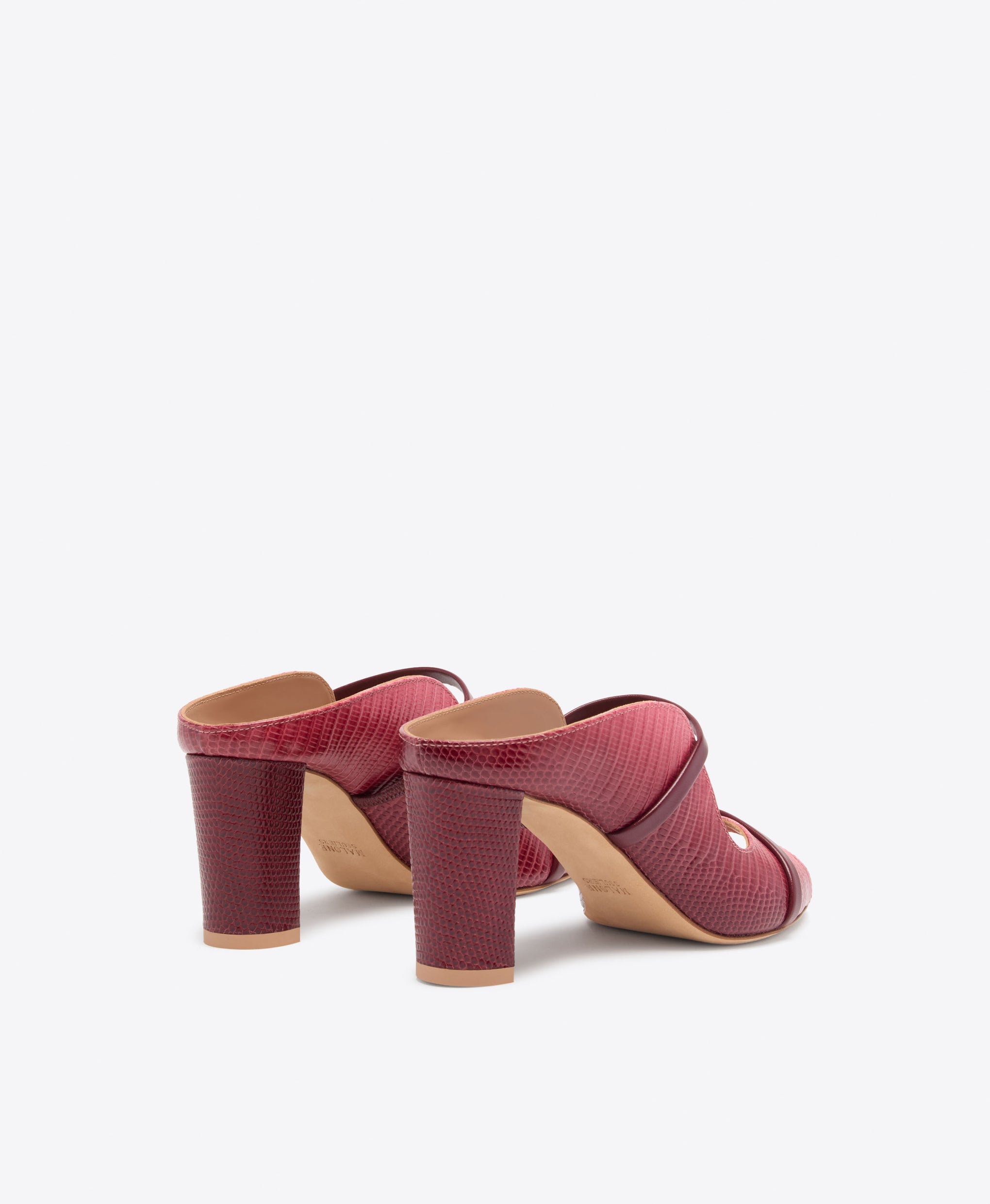 Norah 70 Rosewood Gradient Embossed Leather Block Heel Sandals Malone Souliers