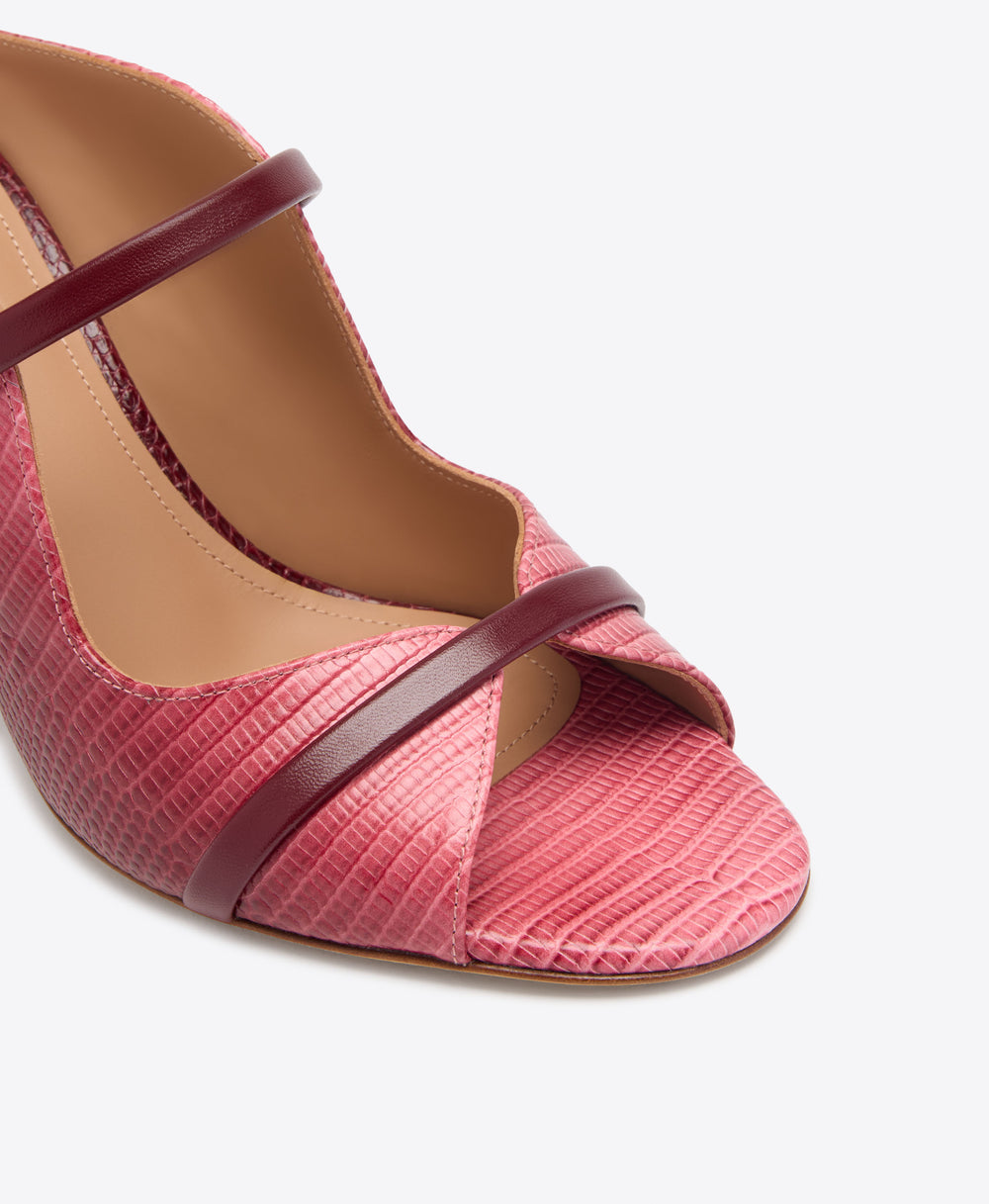 Norah 70 Rosewood Gradient Embossed Leather Block Heel Sandals Malone Souliers