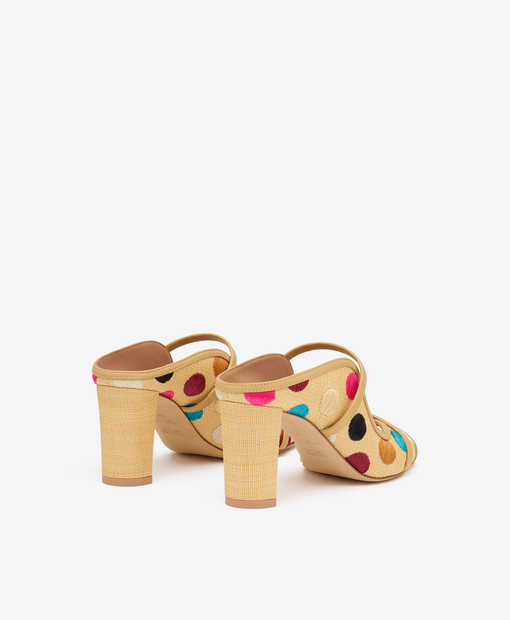 Norah 70 Beige Polka-Dot Raffia Sandals
