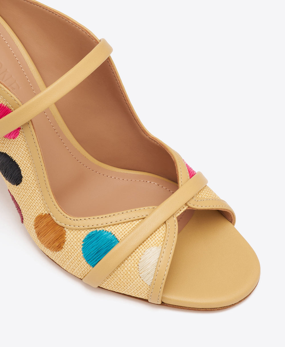 Norah 70 Beige Polka-Dot Raffia Sandals
