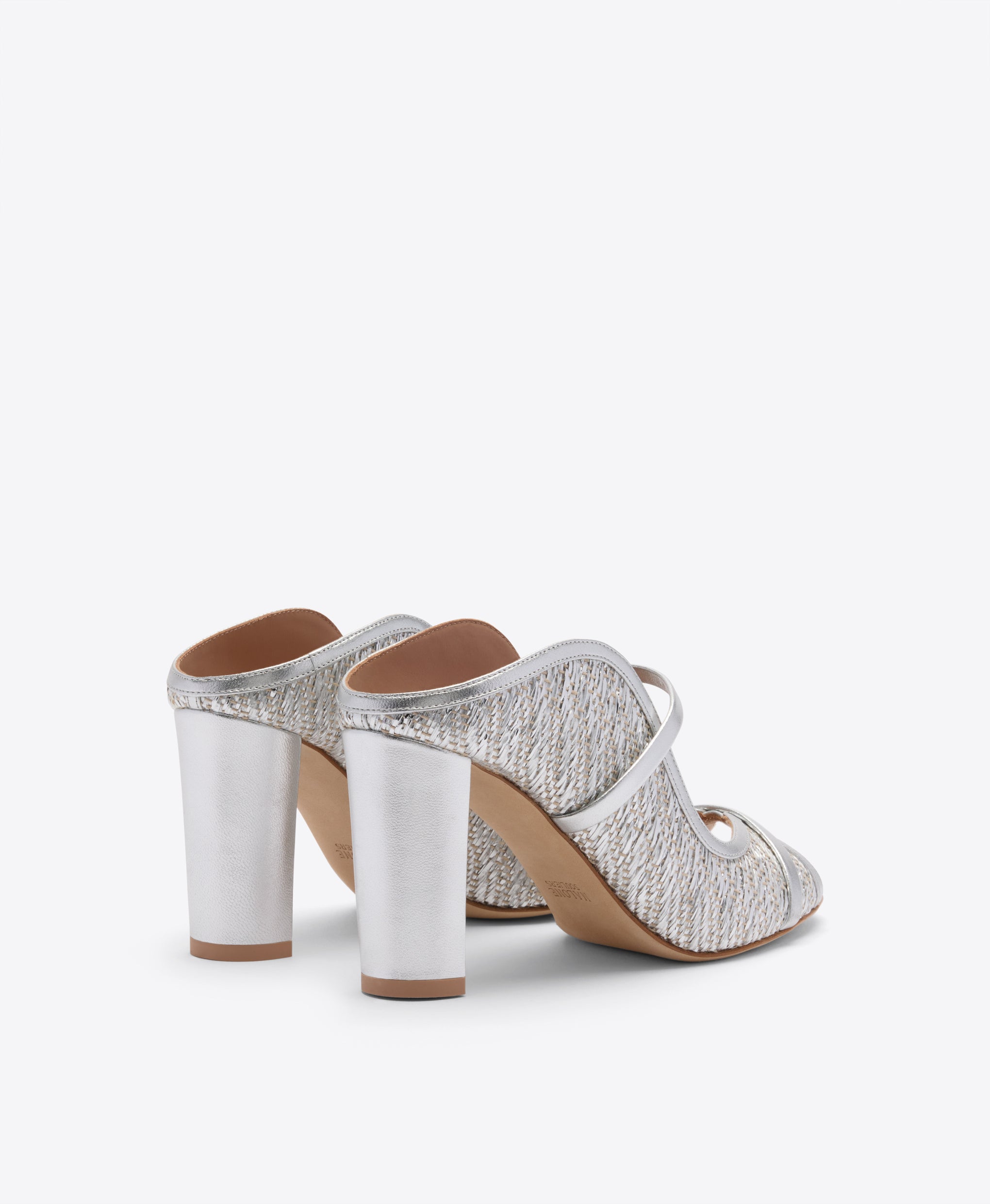 Norah 85 Silver Metallic Raffia Heeled Sandals Malone Souliers