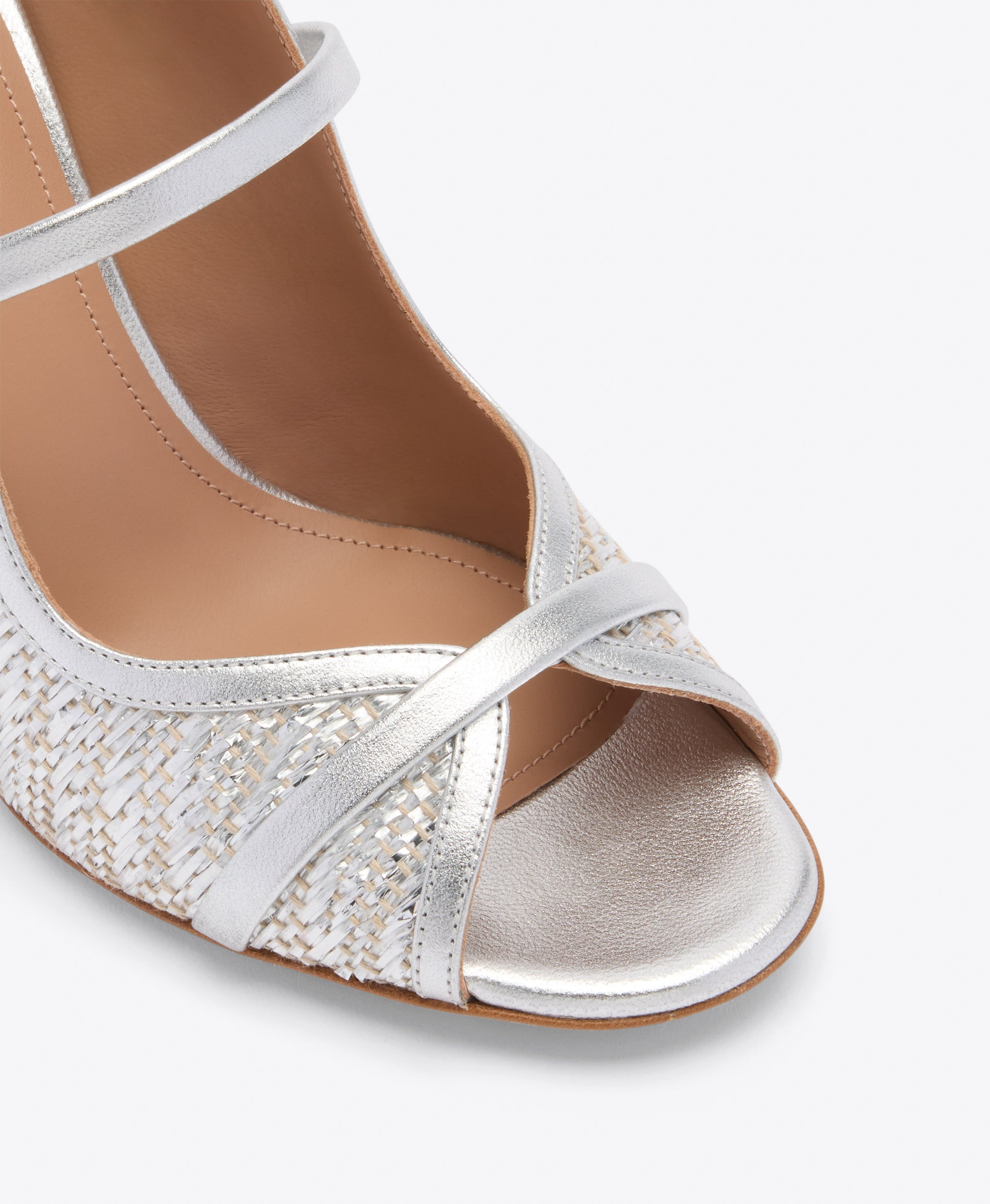 Norah 85 Silver Metallic Raffia Heeled Sandals Malone Souliers