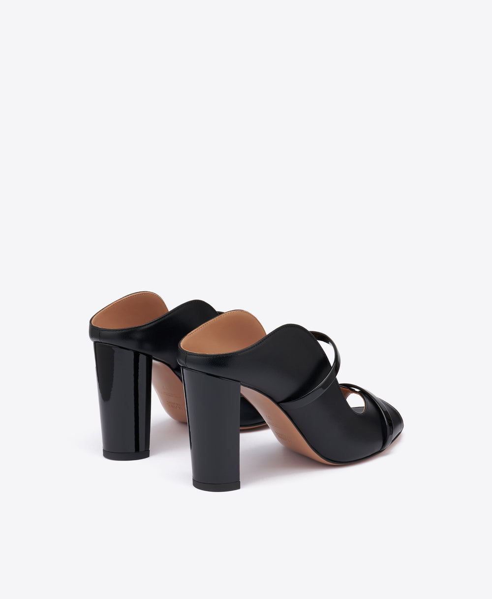 Norah 85 Black Leather Sandals with Block Heel Malone Souliers
