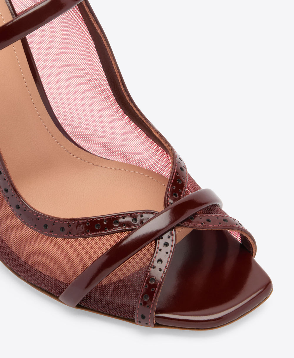 Noah 90 Red Mesh Heeled Sandals Malone Souliers