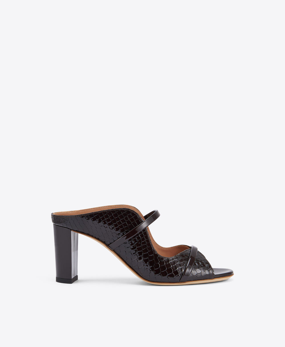 Norah 70 Dark Brown Embossed Leather Sandals