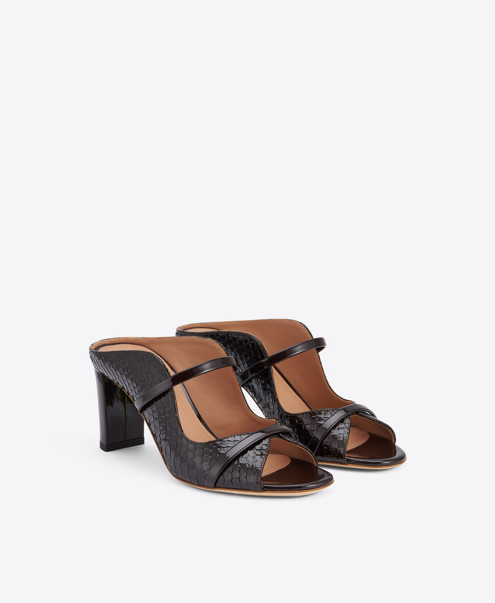 Norah 70 Dark Brown Embossed Leather Sandals