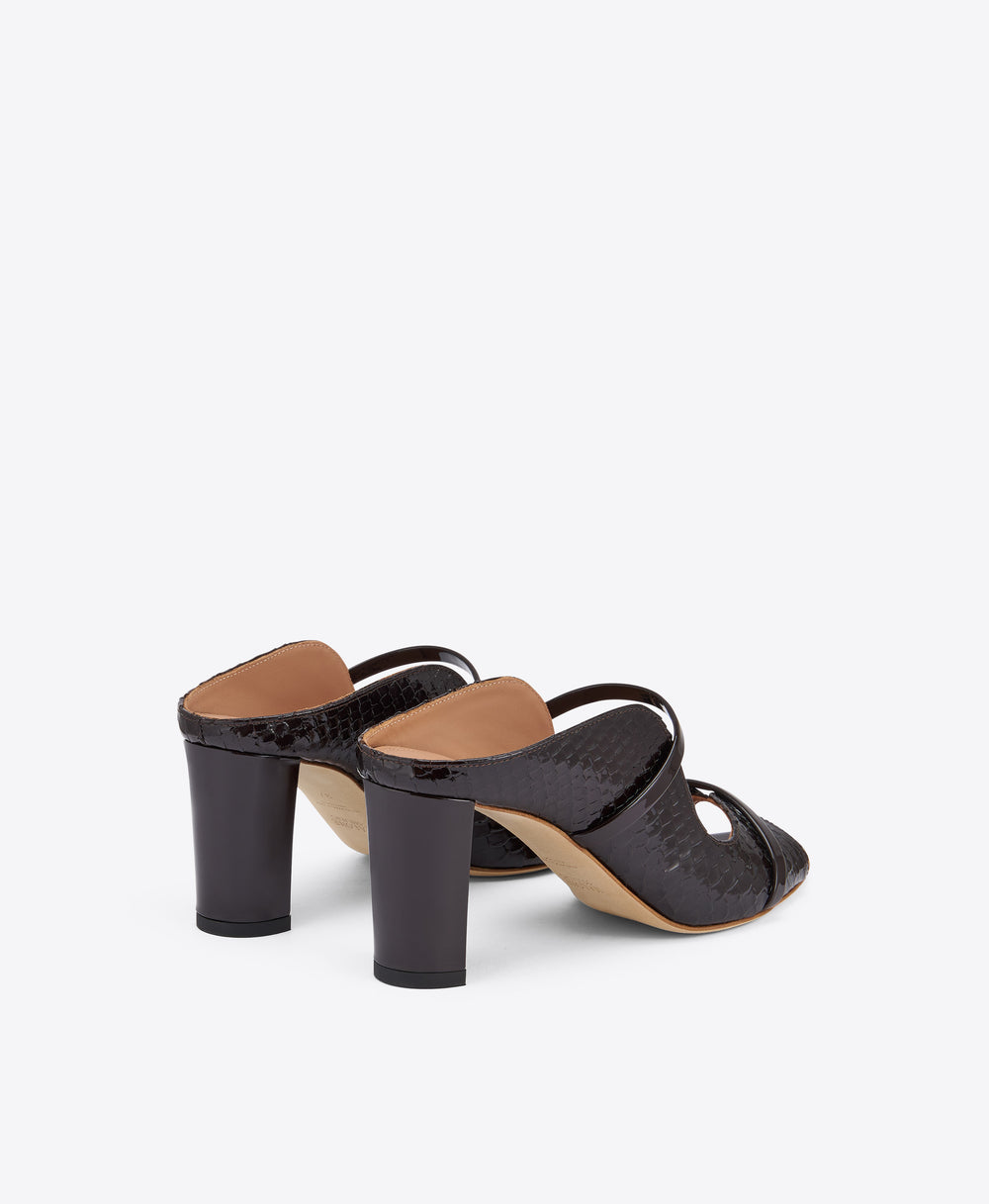 Norah 70 Dark Brown Embossed Leather Sandals