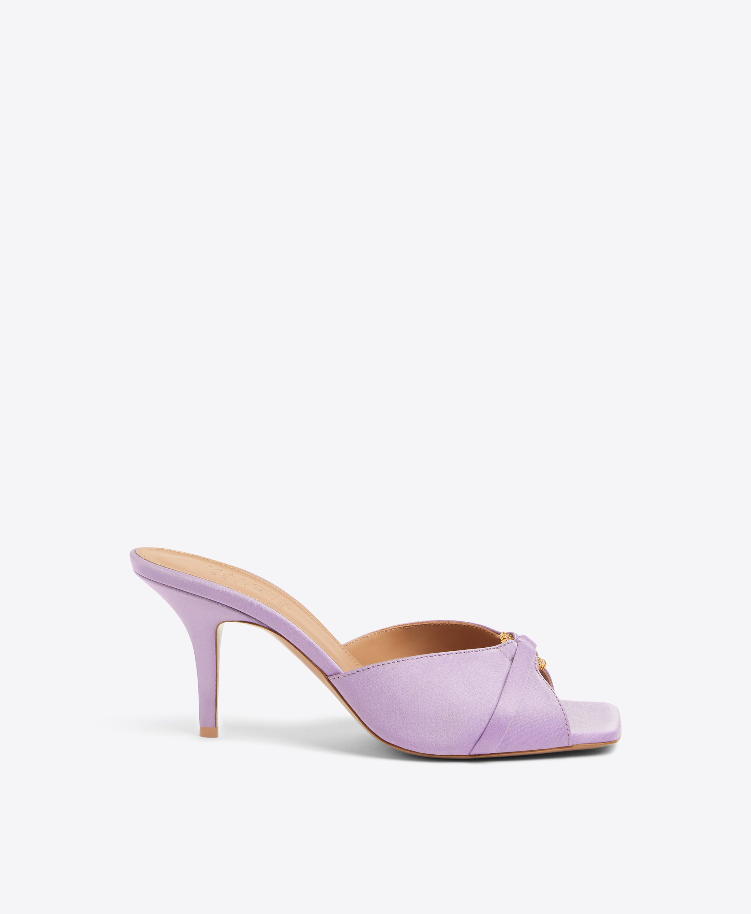 lilac satin square toe ankle strap dress sandals Patricia 70 Lilac Satin Sandals