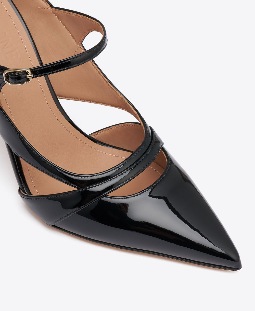 Patty 90 Black Patent Leather Heeled Mules Malone Souliers