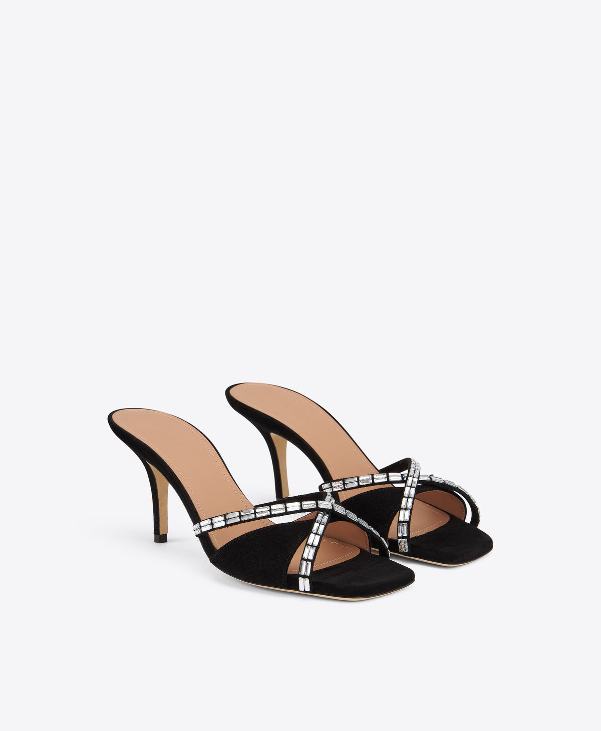 Penn 70 Black Crystal-Embellished Suede Sandals Malone Souliers