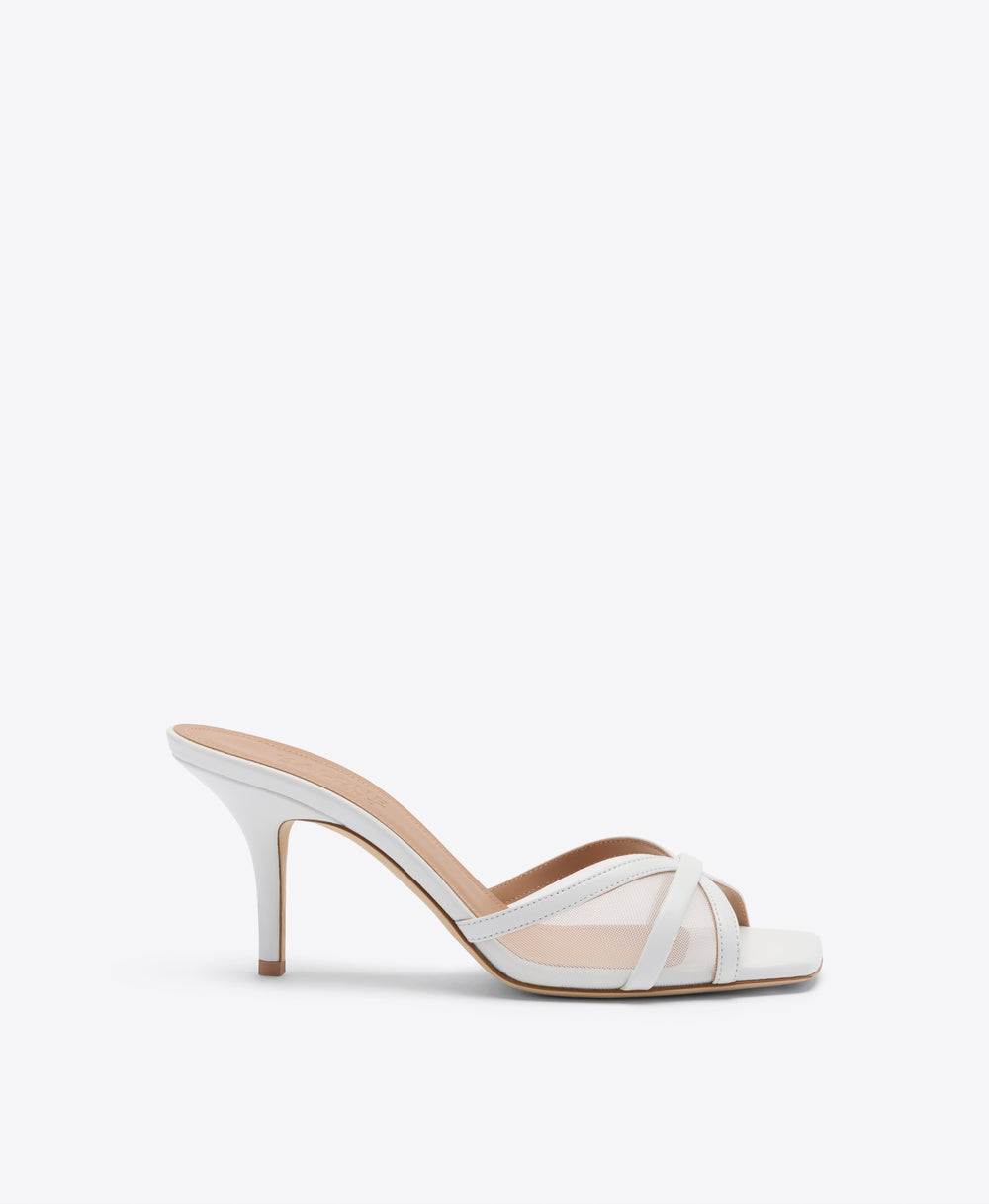 Perla 70 White Mesh Heeled Sandals Malone Souliers