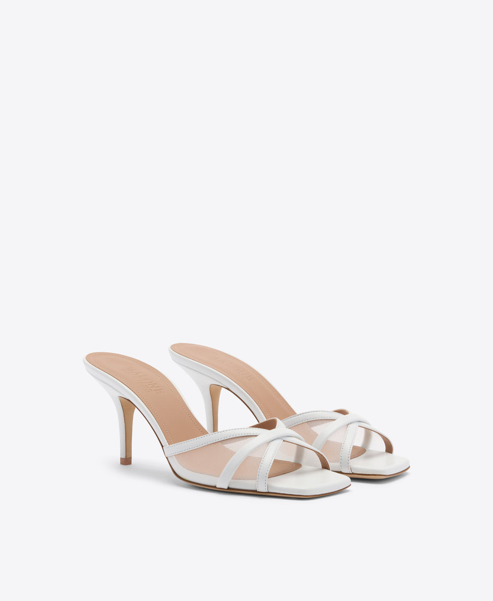 Perla 70 White Mesh Heeled Sandals Malone Souliers