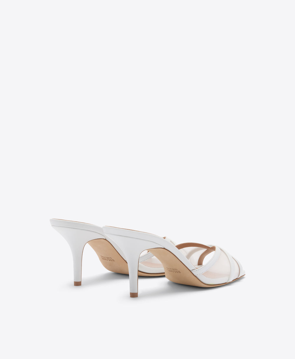 Perla 70 White Mesh Heeled Sandals Malone Souliers