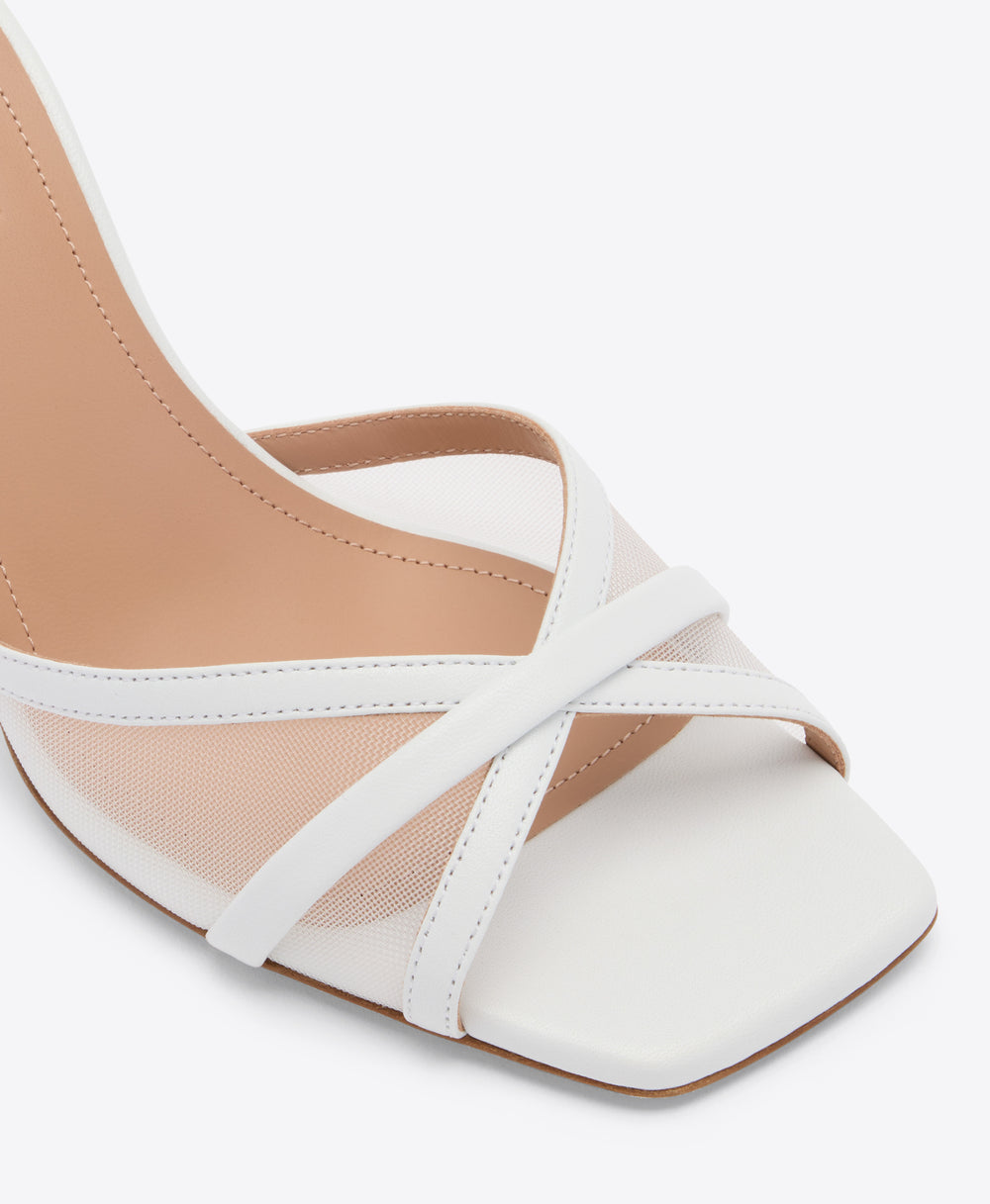 Perla 70 White Mesh Heeled Sandals Malone Souliers