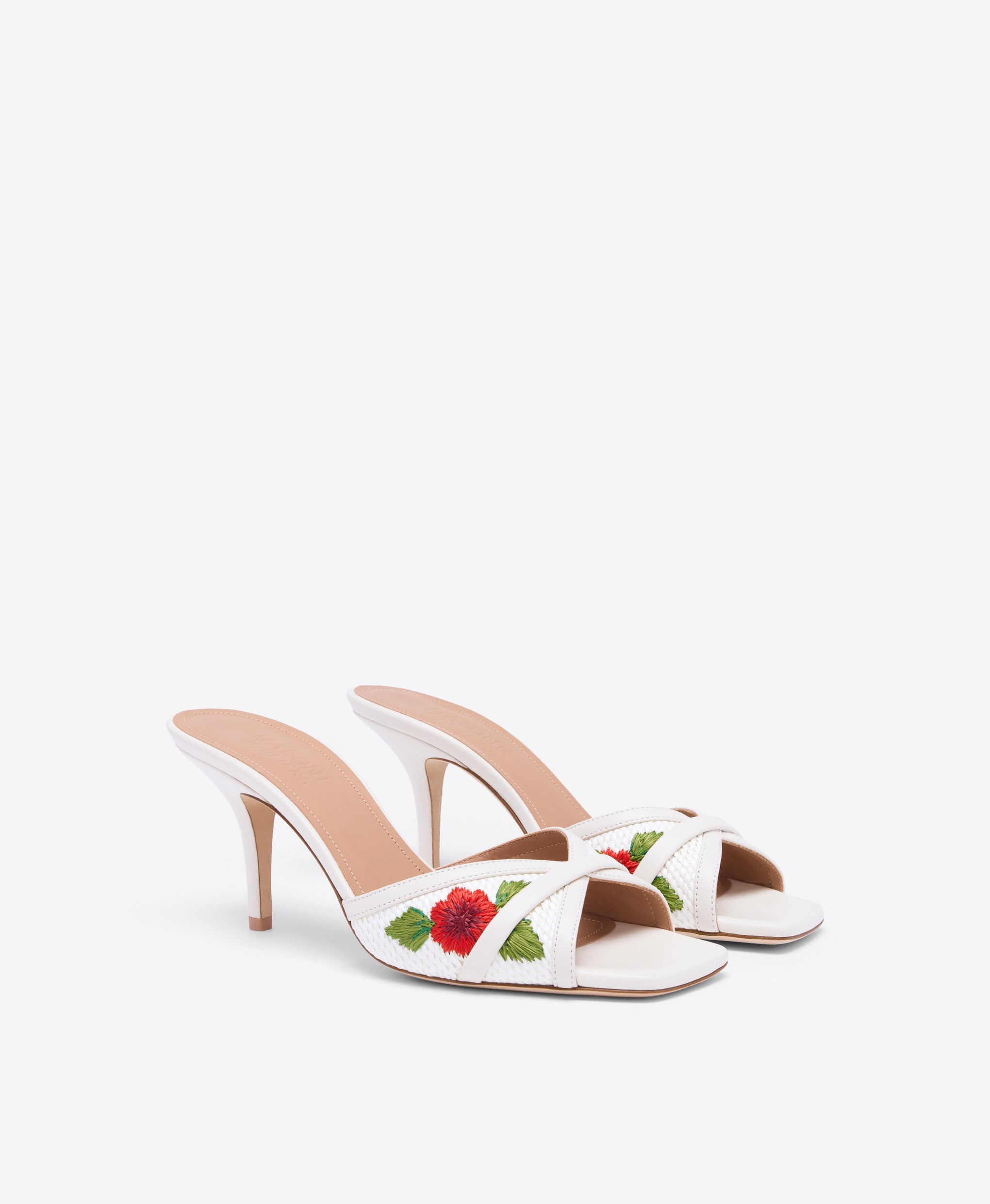 Perla 70 White Raffia Sandals Malone Souliers