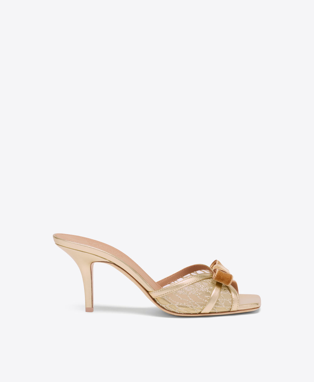 Perla 70 Gold Glitter Heeled Sandals Malone Souliers