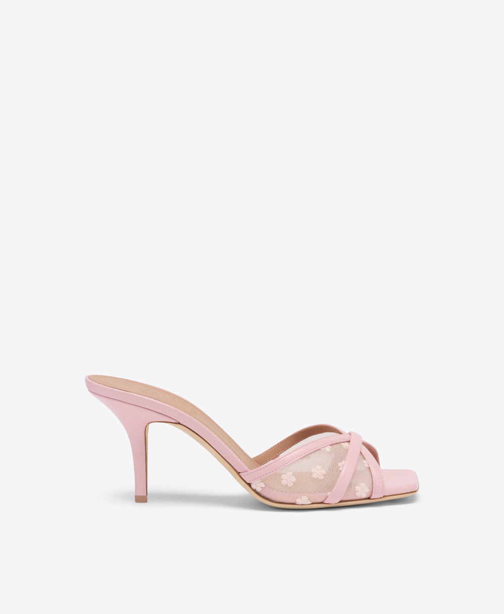 Perla 70 Pink Floral Mesh Sandals Malone Souliers