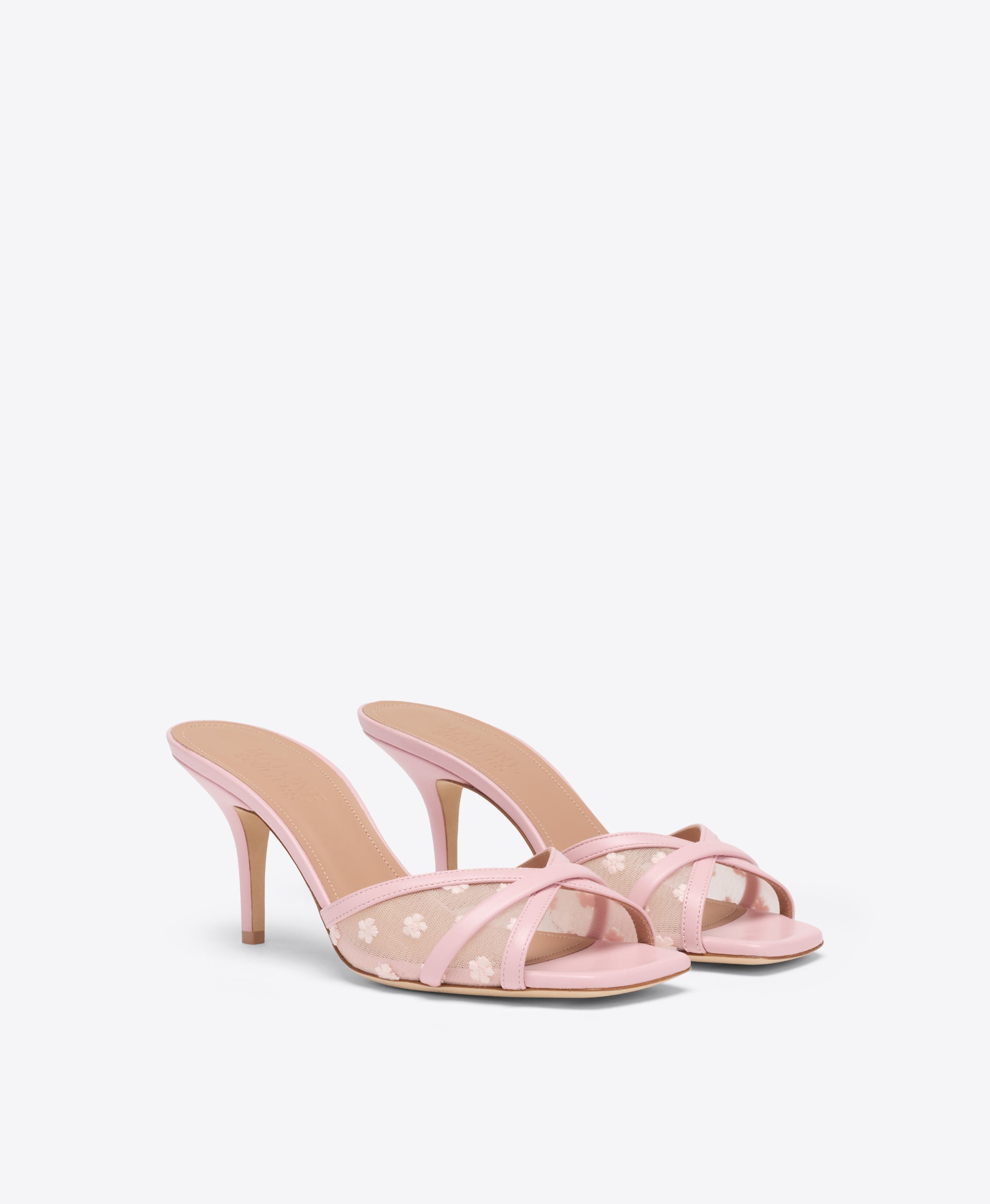 Perla 70 Pink Floral Mesh Sandals Malone Souliers