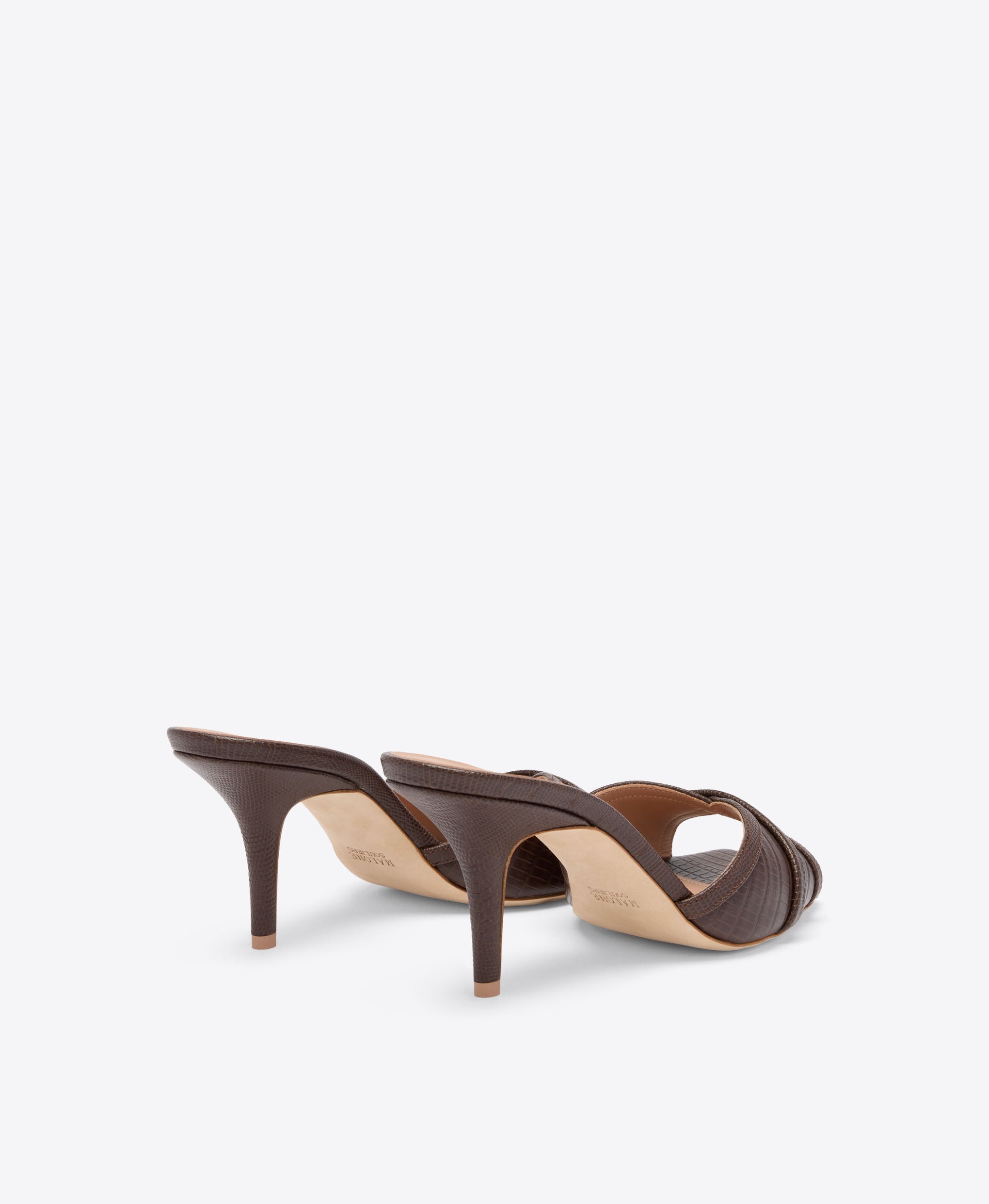 Perla 70 Dark Brown Embossed Leather Sandals Malone Souliers