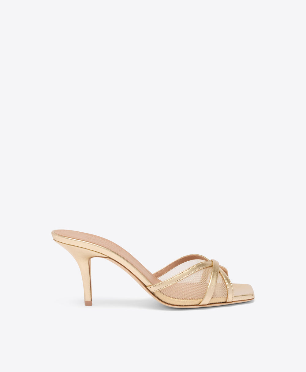 Perla 70 Gold Mesh Heeled Sandals Malone Souliers