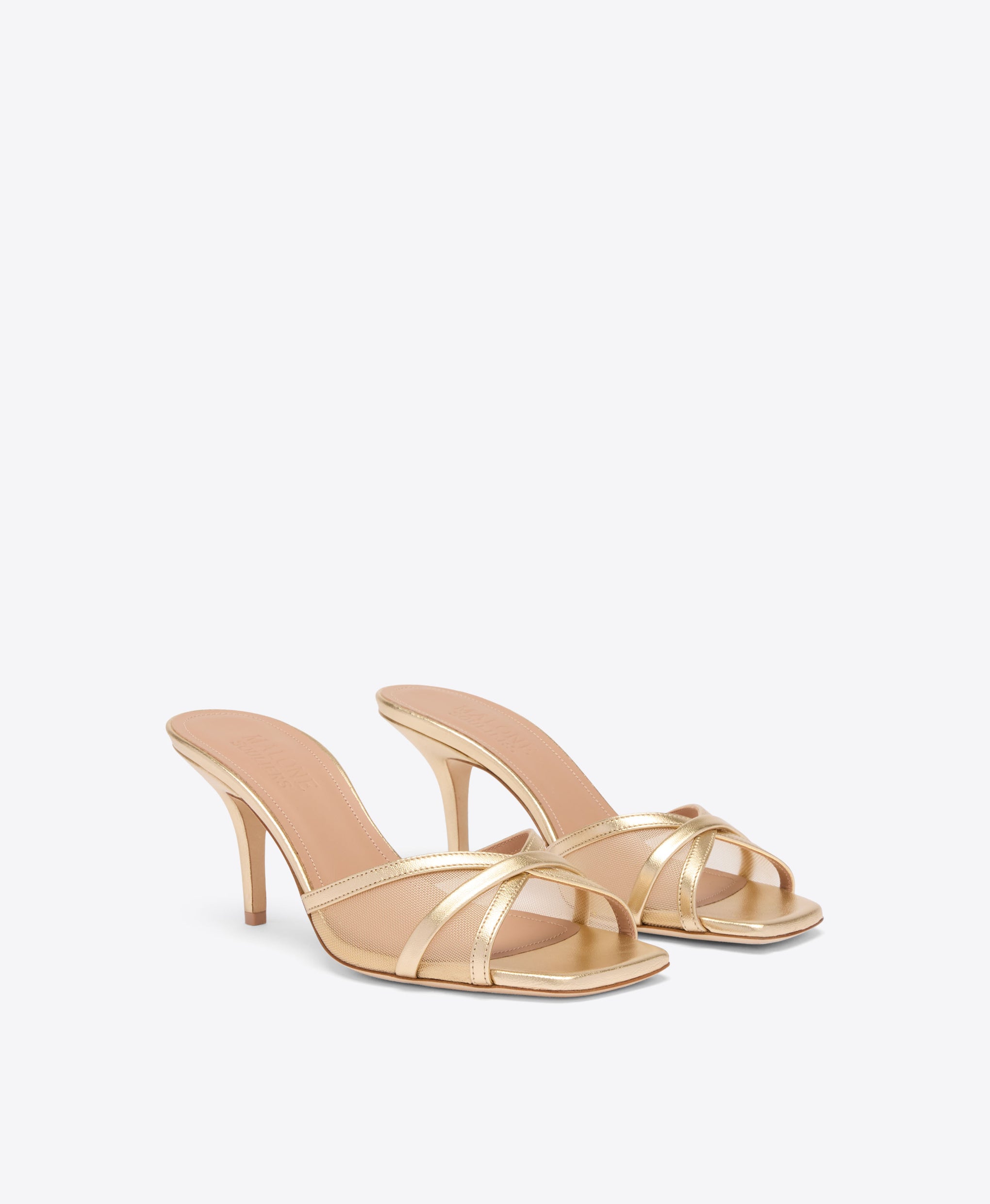 Perla 70 Gold Mesh Heeled Sandals Malone Souliers