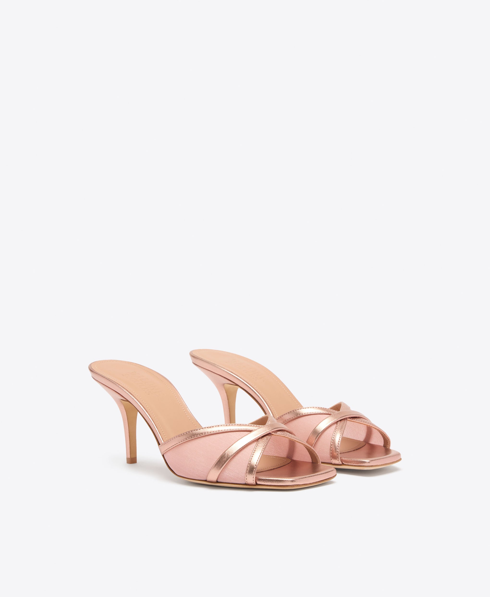 Perla 70 Pink Shimmer Heeled Sandals Malone Souliers