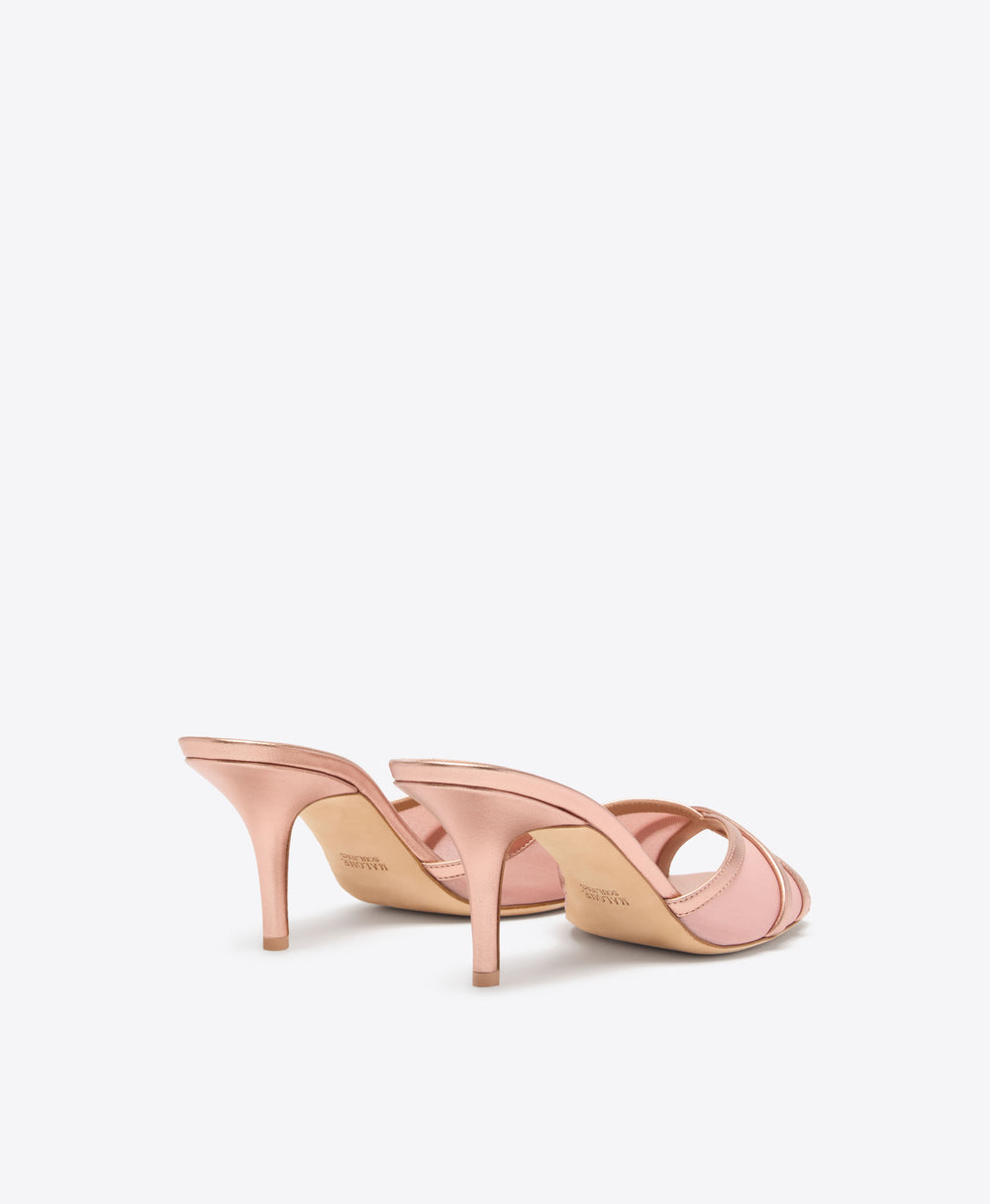 Perla 70 Pink Shimmer Heeled Sandals Malone Souliers