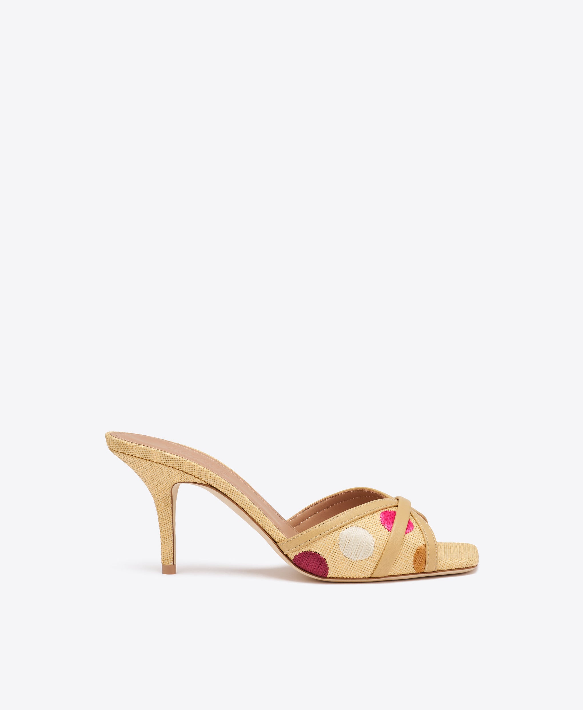 Perla 70 Multi Polka-Dot Raffia Sandals Malone Souliers