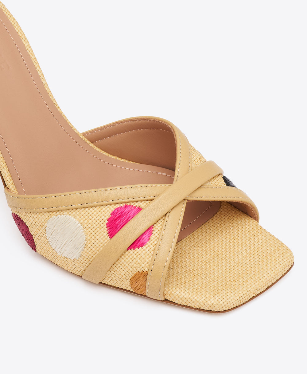 Perla 70 Multi Polka-Dot Raffia Sandals Malone Souliers
