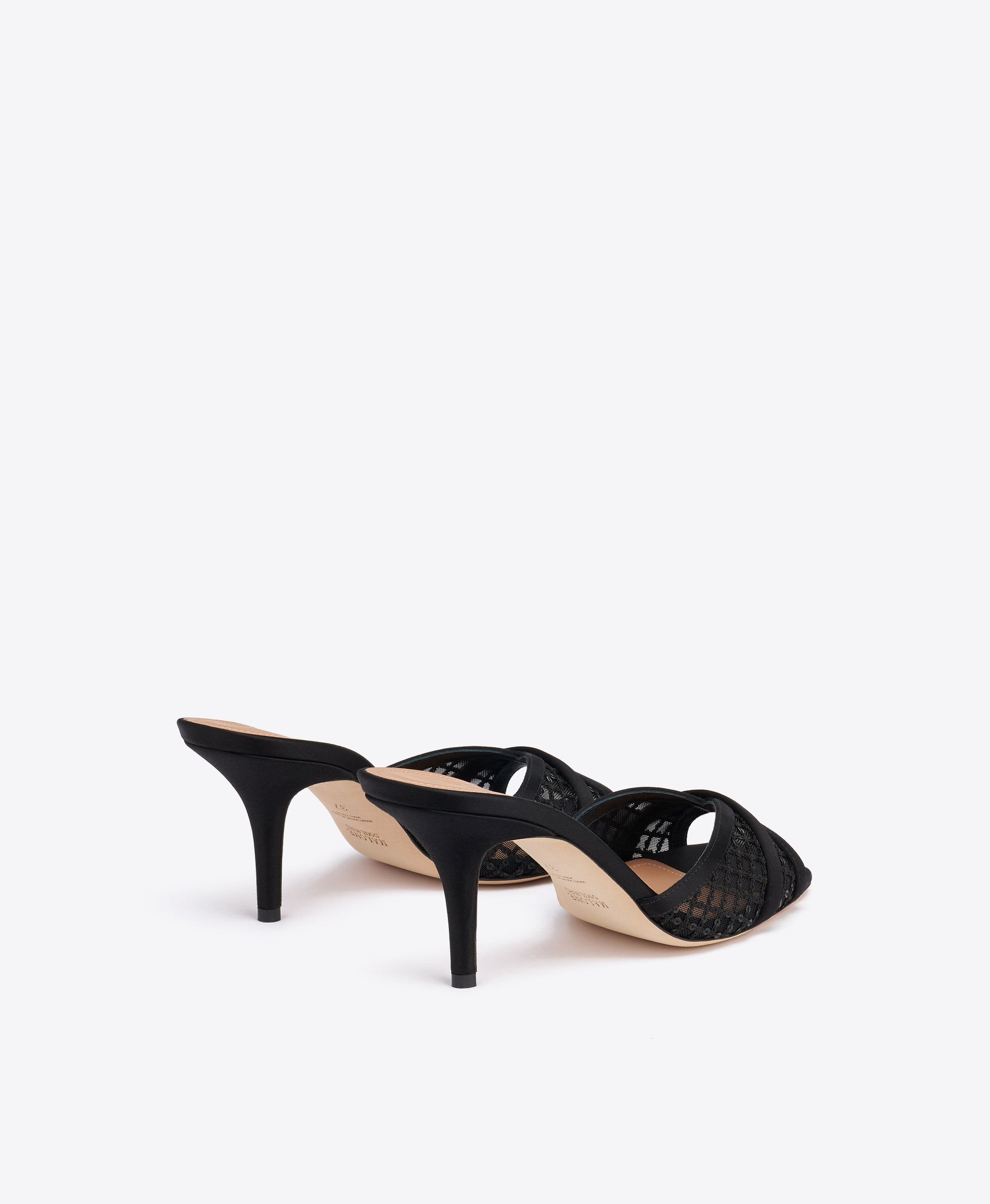 Perla 70 Black Sequin Mesh Sandals Malone Souliers