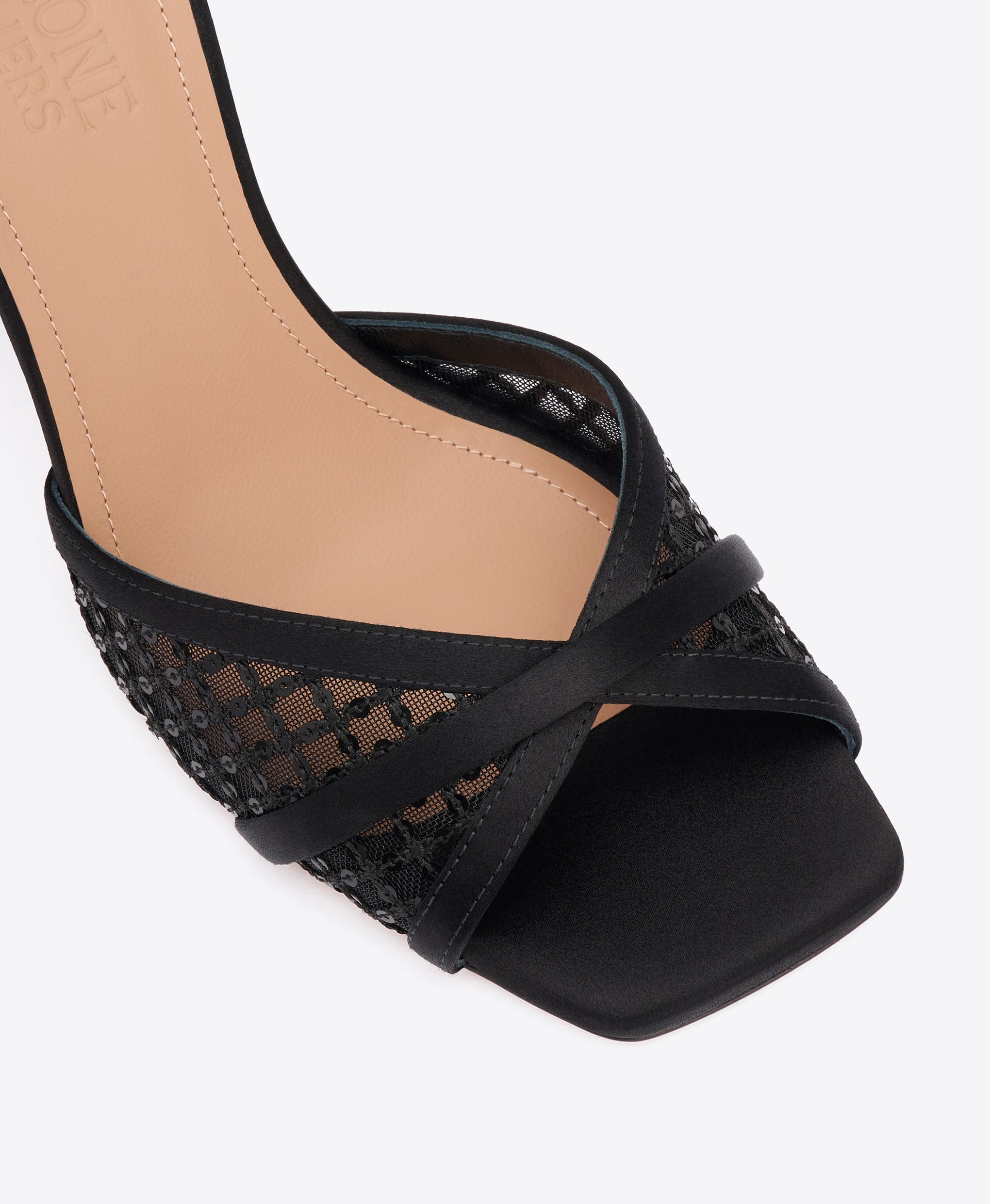 Perla 70 Black Sequin Mesh Sandals Malone Souliers