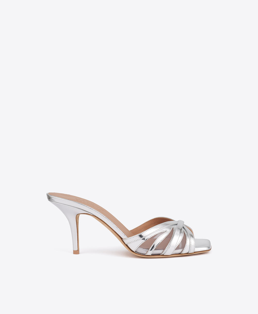 Perla 70 Silver Mirror Leather Sandals
