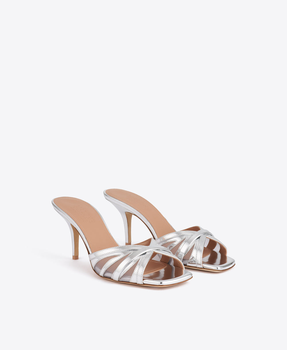 Perla 70 Silver Mirror Leather Sandals