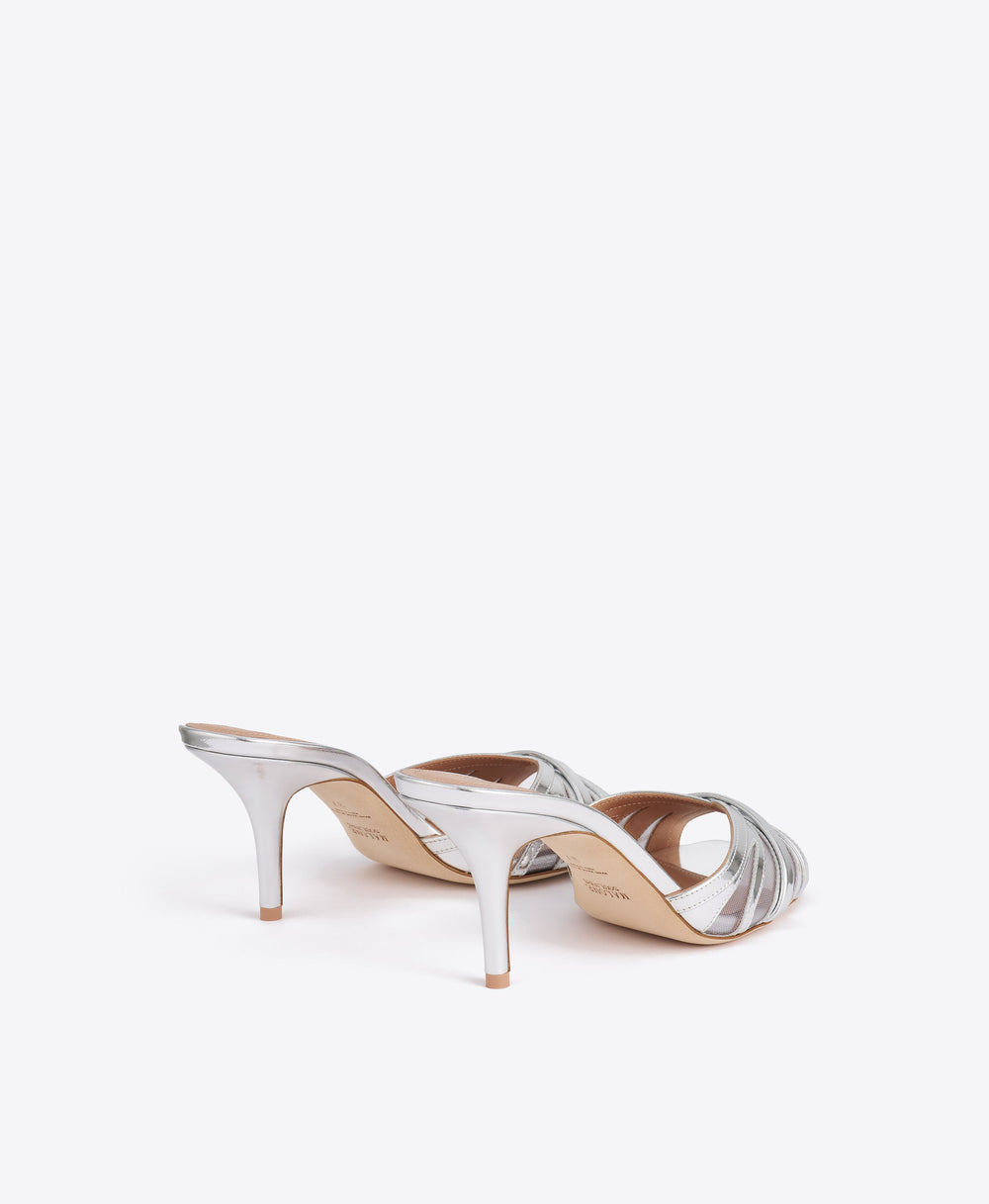 Perla 70 Silver Mirror Leather Sandals